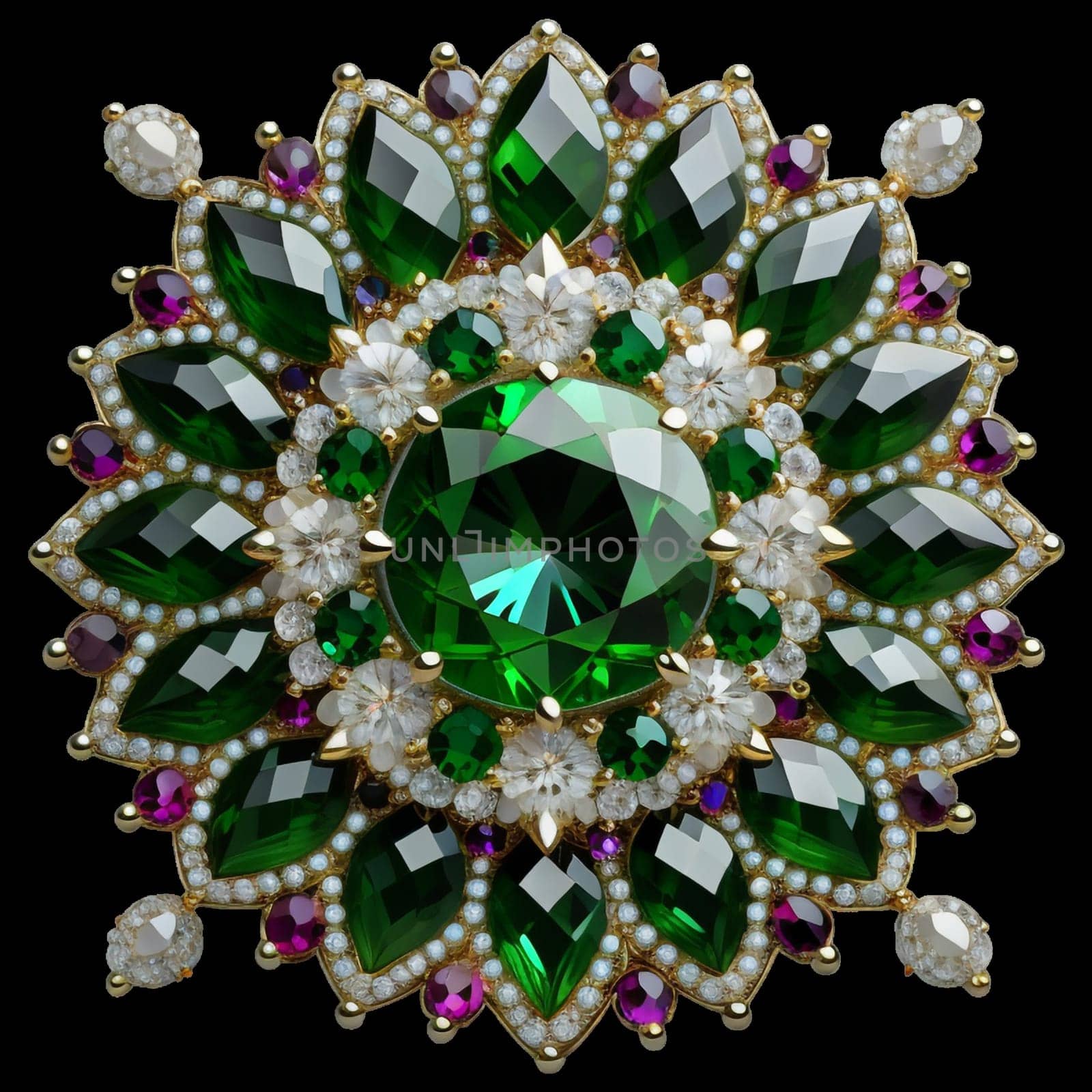 mandala-like gemstones brooch by gallofoto