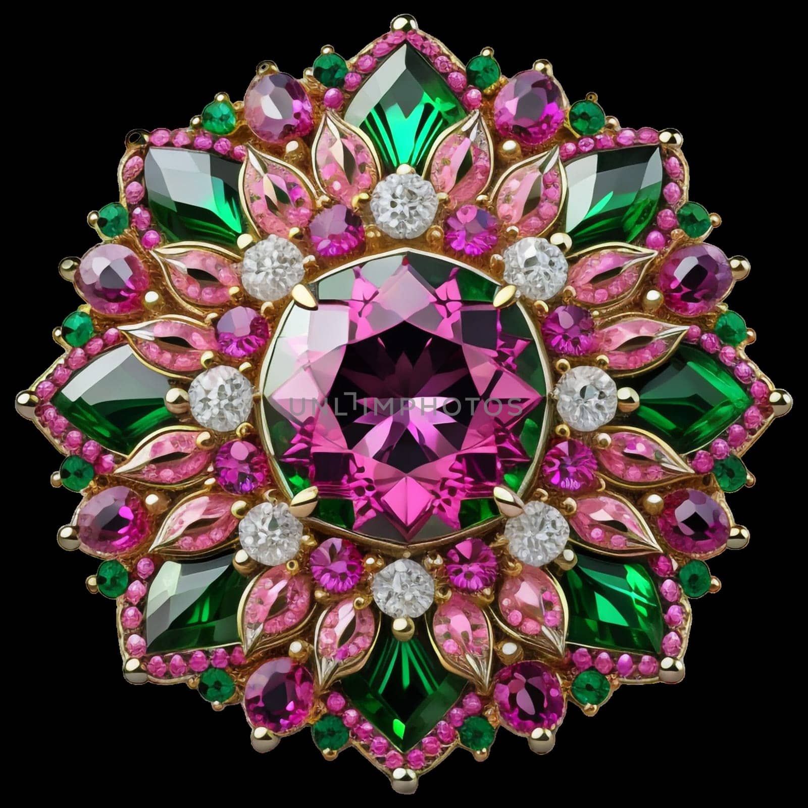 mandala-like gemstones brooch by gallofoto