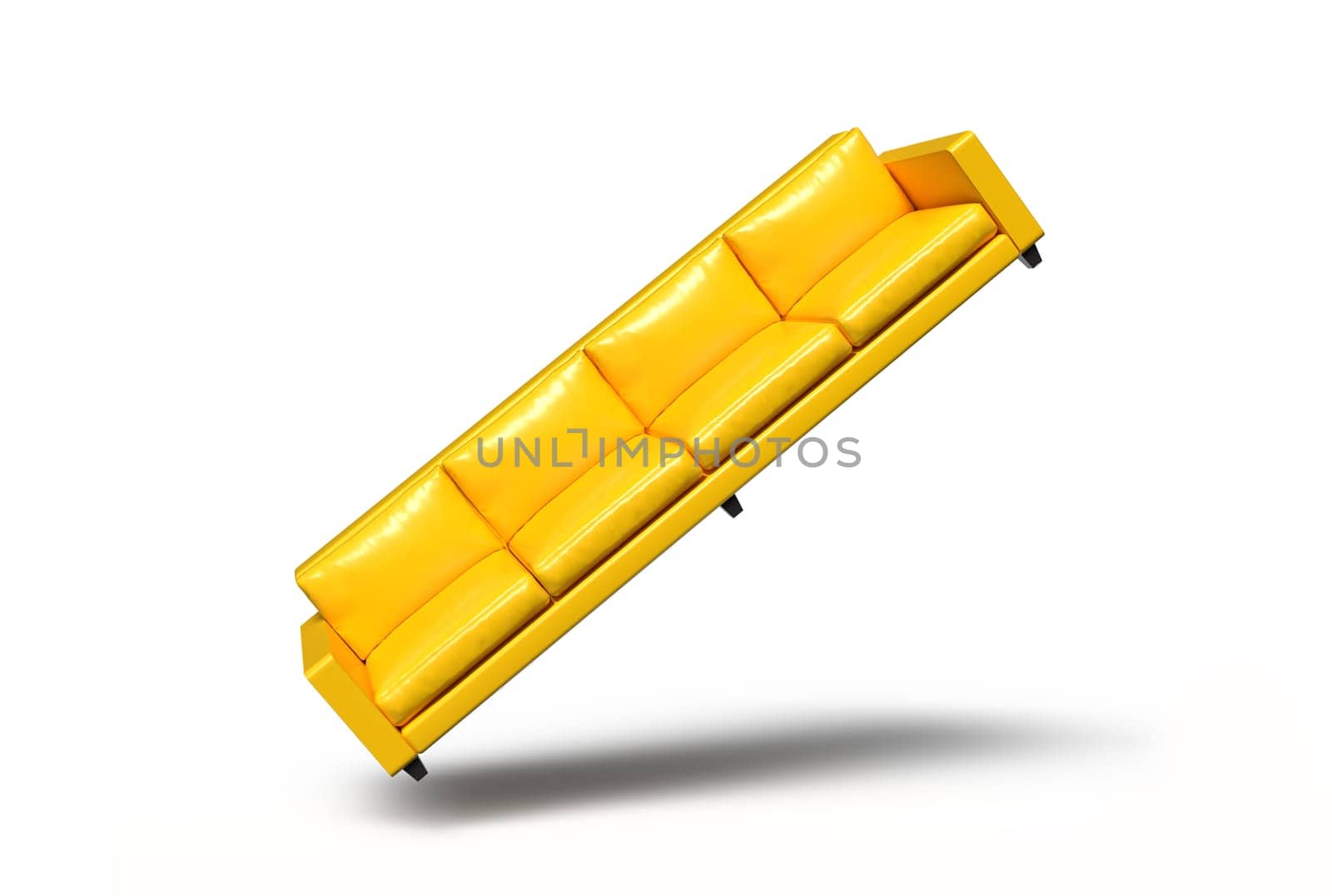floating yellow sofa. 3d render by jackreznor