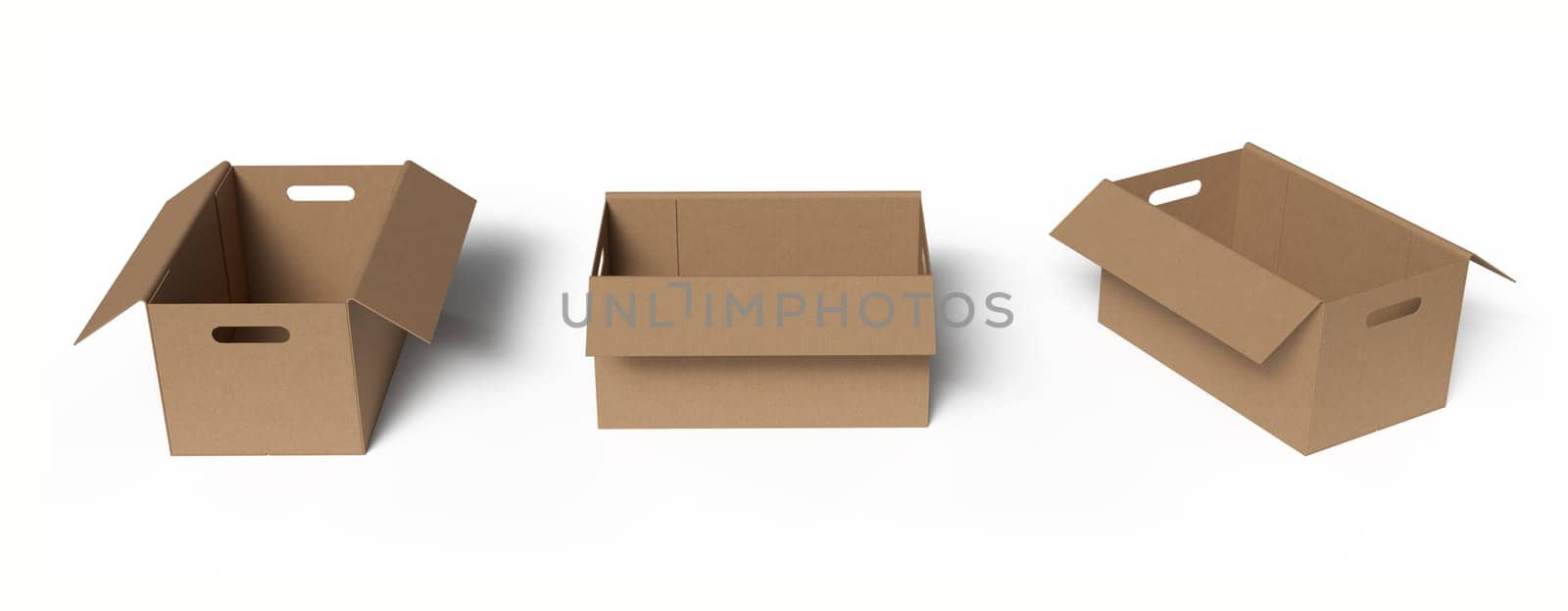 Set of carton box isolated on white background. 3d illustration