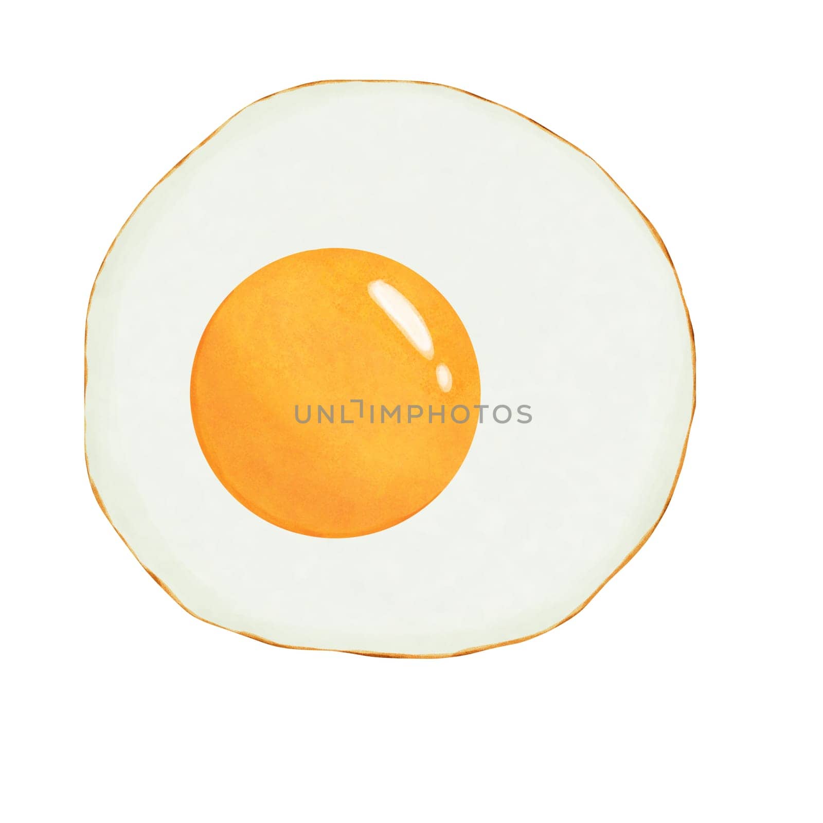 Drawing of a fried egg isolated on white background for healthy eating and food concept by iamnoonmai