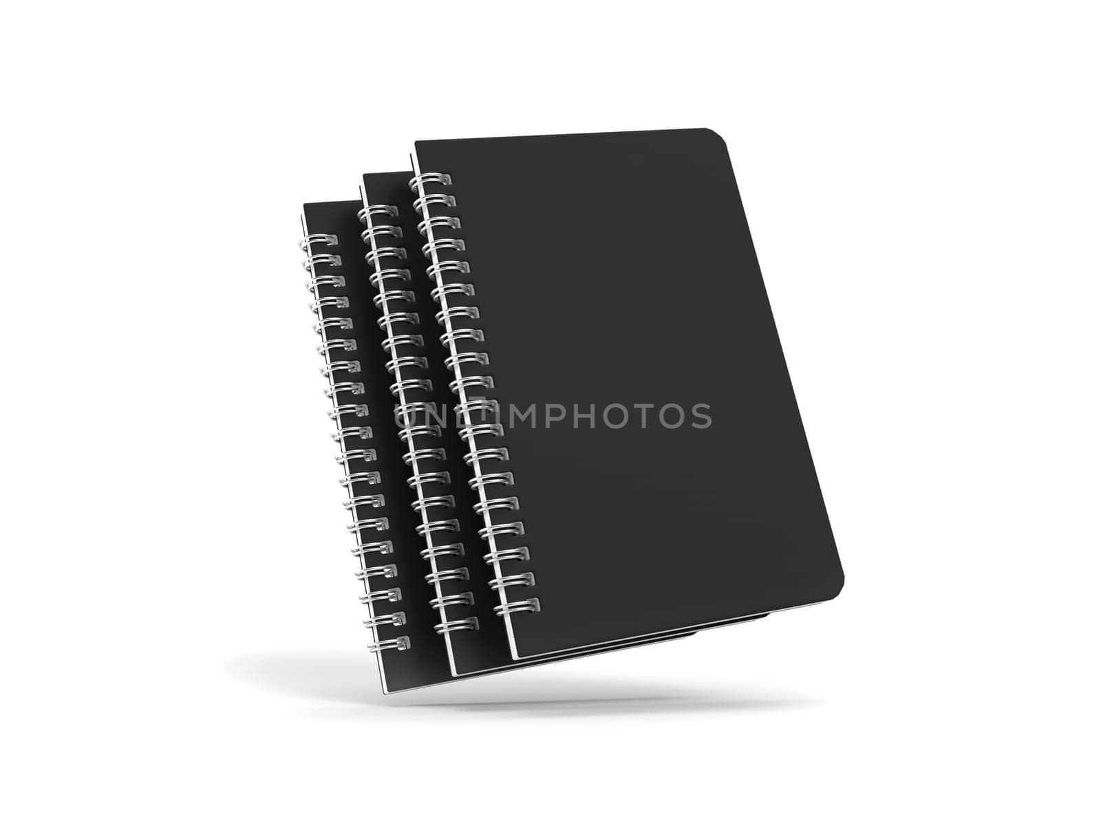 black cover notebook mock up. 3d illustration