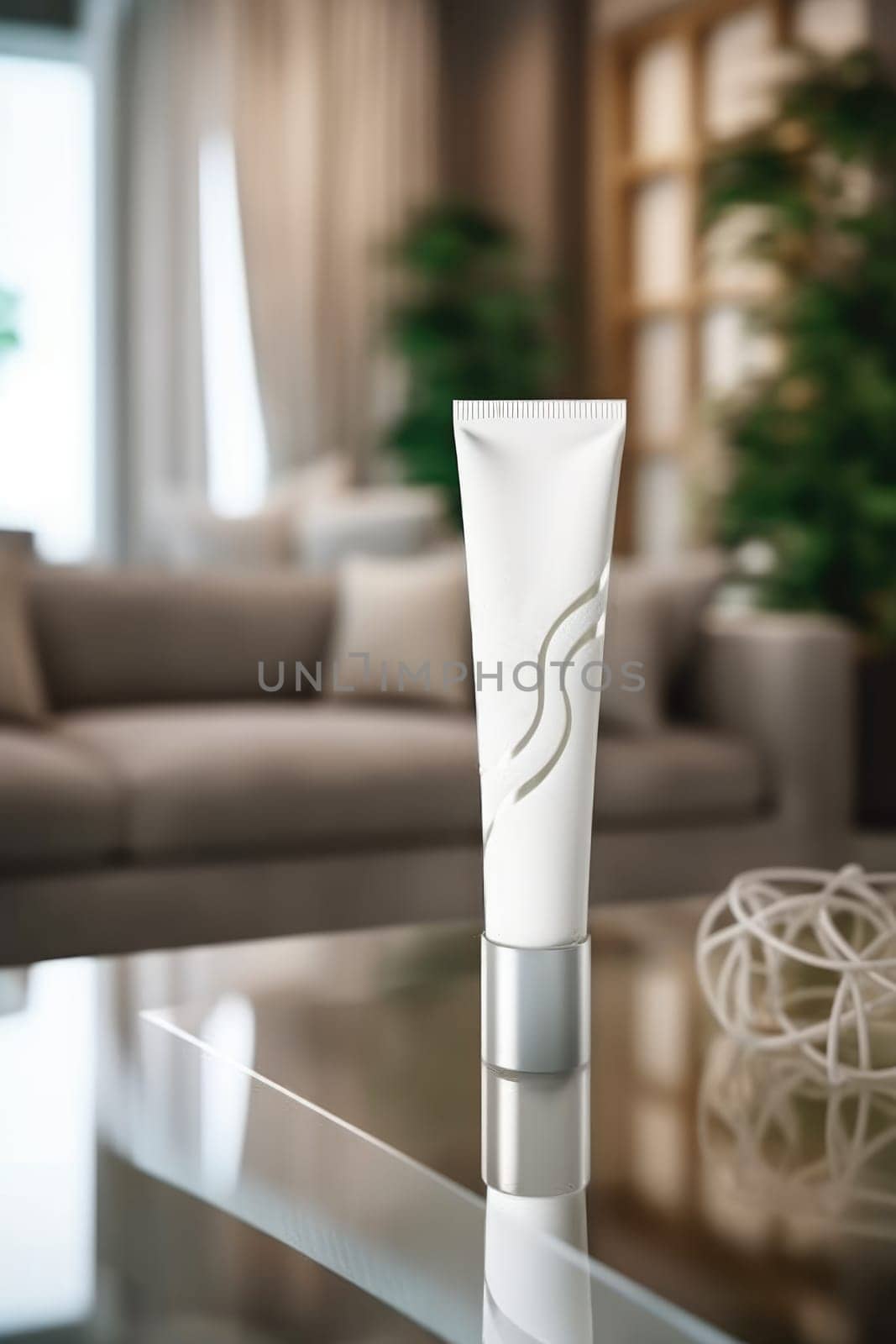 Moisturiser hand cosmetic cream white plastic tube mockup front view. Hand cream bottle. AI Generative