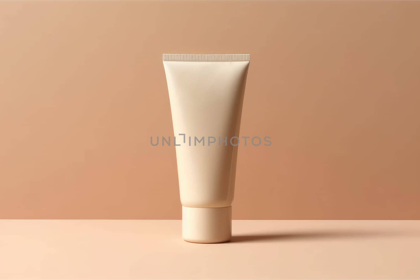 Moisturiser hand cosmetic cream white plastic tube mockup front view. AI Generative by Desperada