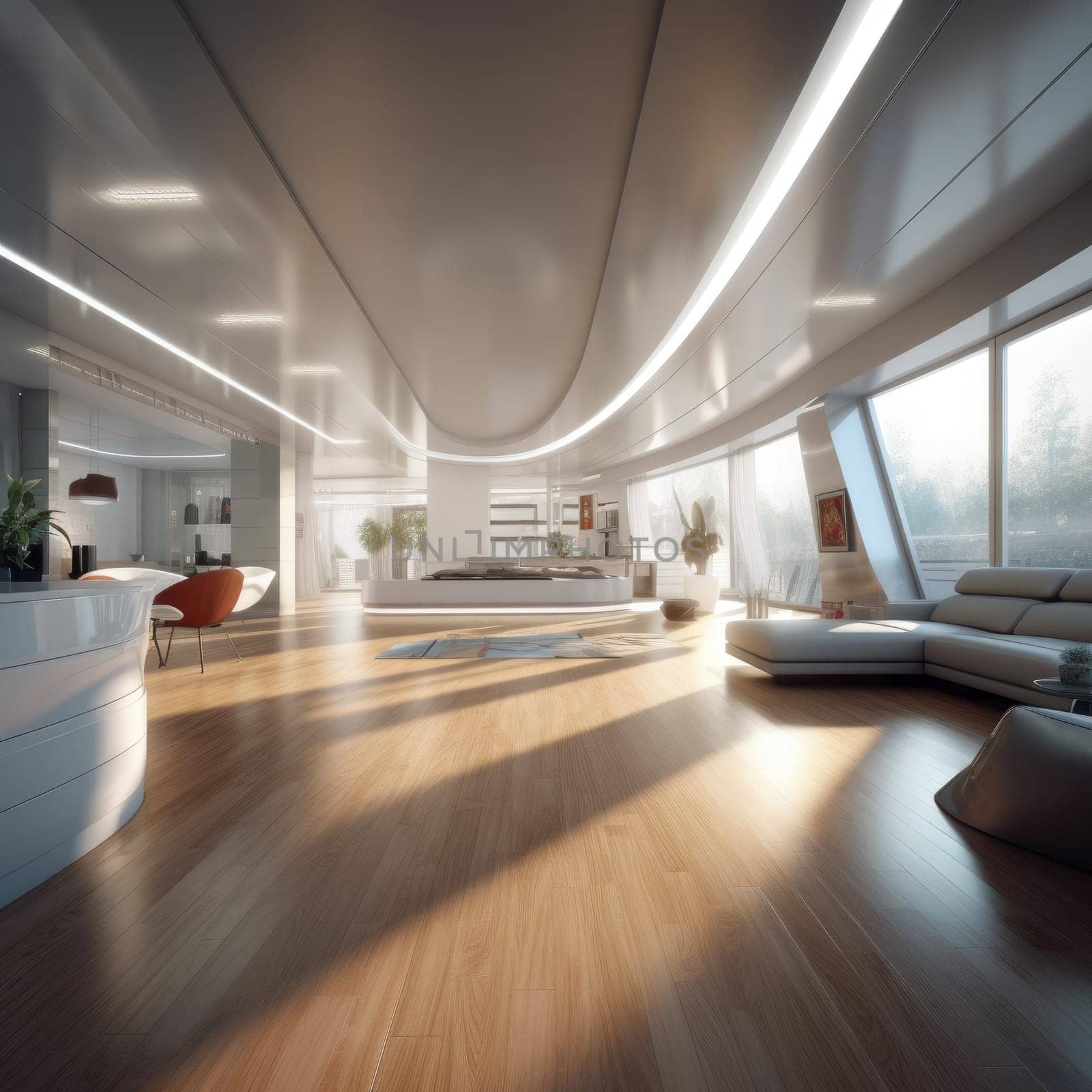 The interior of the future. Eye-catching lines and high technology