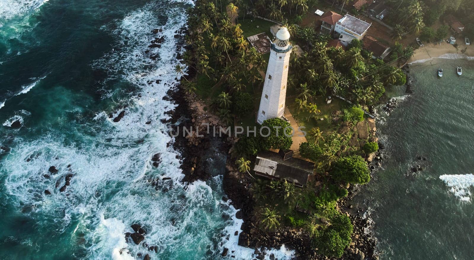 Aerial view of Dondra Lighthouse in Sri Lanka by driver-s