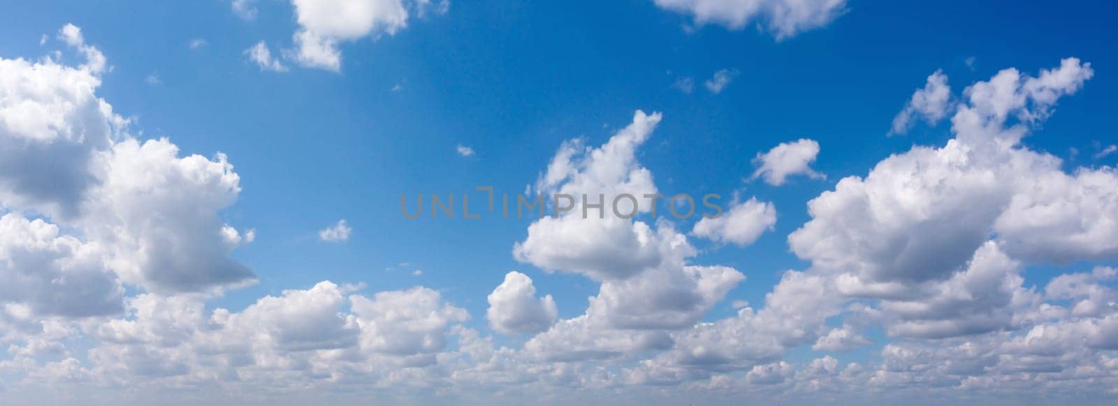 view of panorama blue sky with clouds and sun reflection. panorama clouds