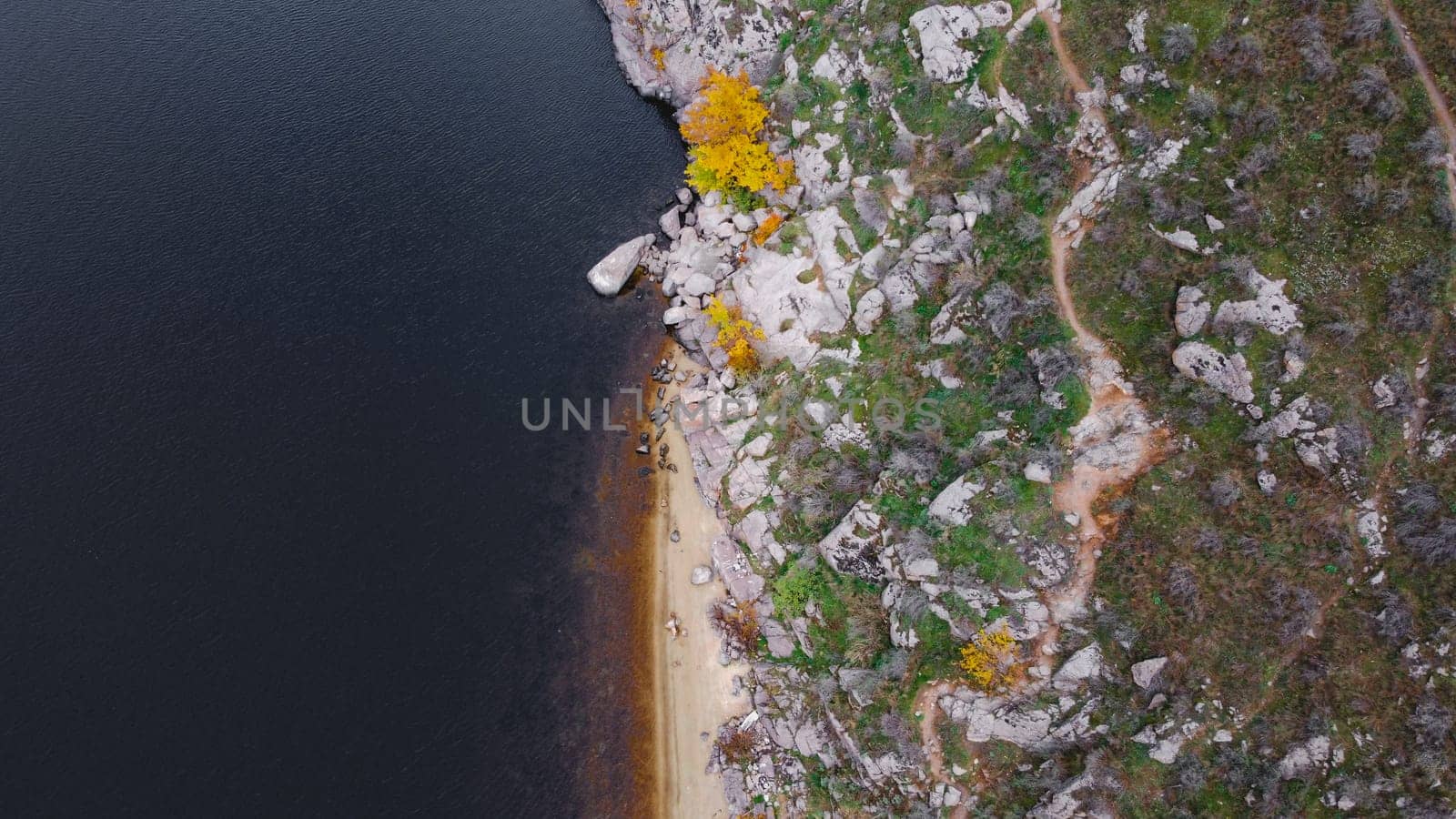 beautiful nature landscape of river and autumn forest on the rocks. Forest. Mountains. River. View Drone