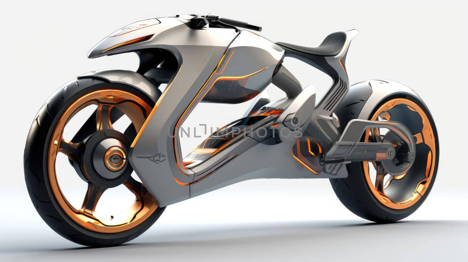 Motorcycle of the future, without a man on a white background