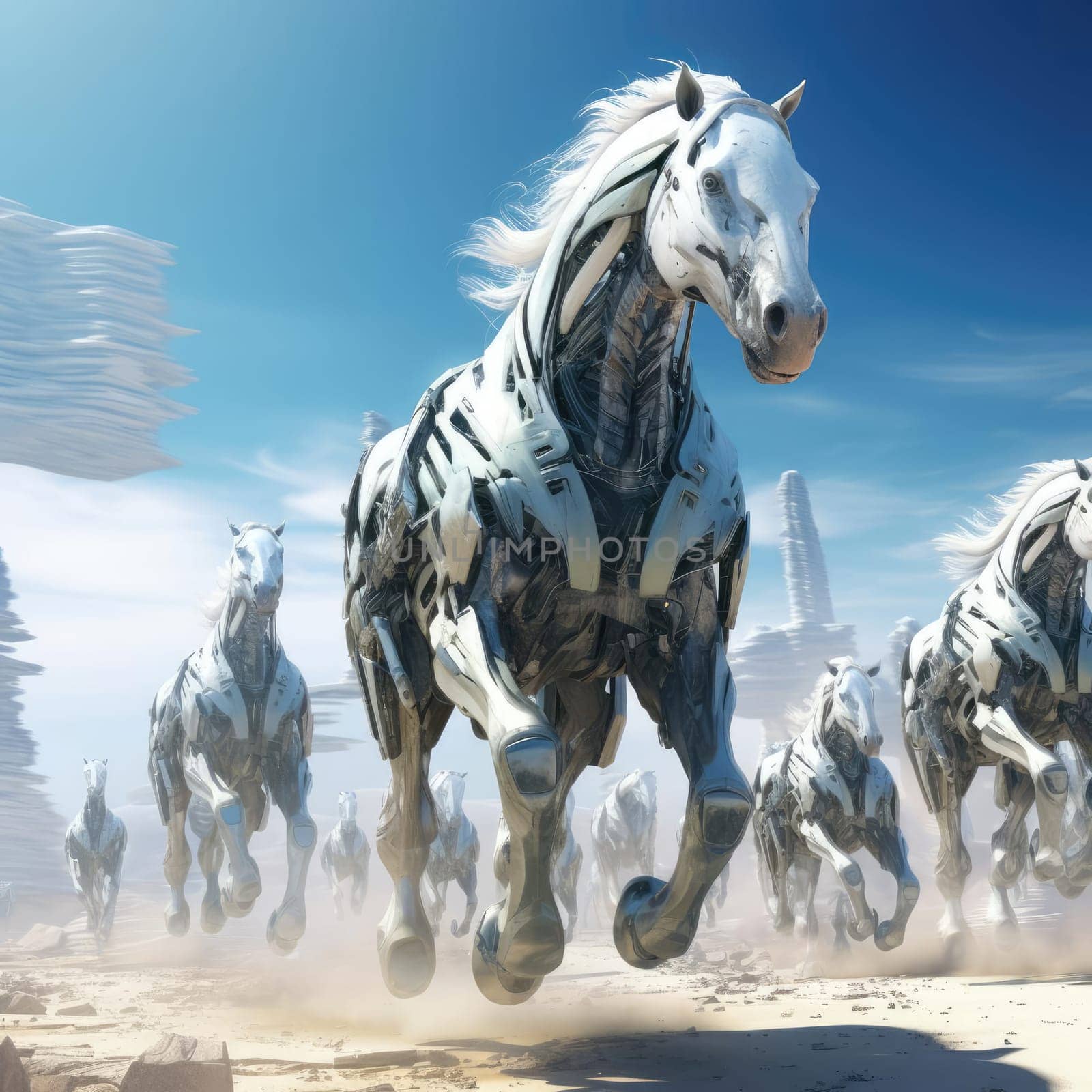 A herd of galloping horses of the future by cherezoff