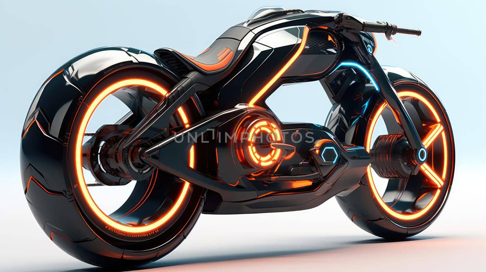 Motorcycle of the future, without a man on a white background