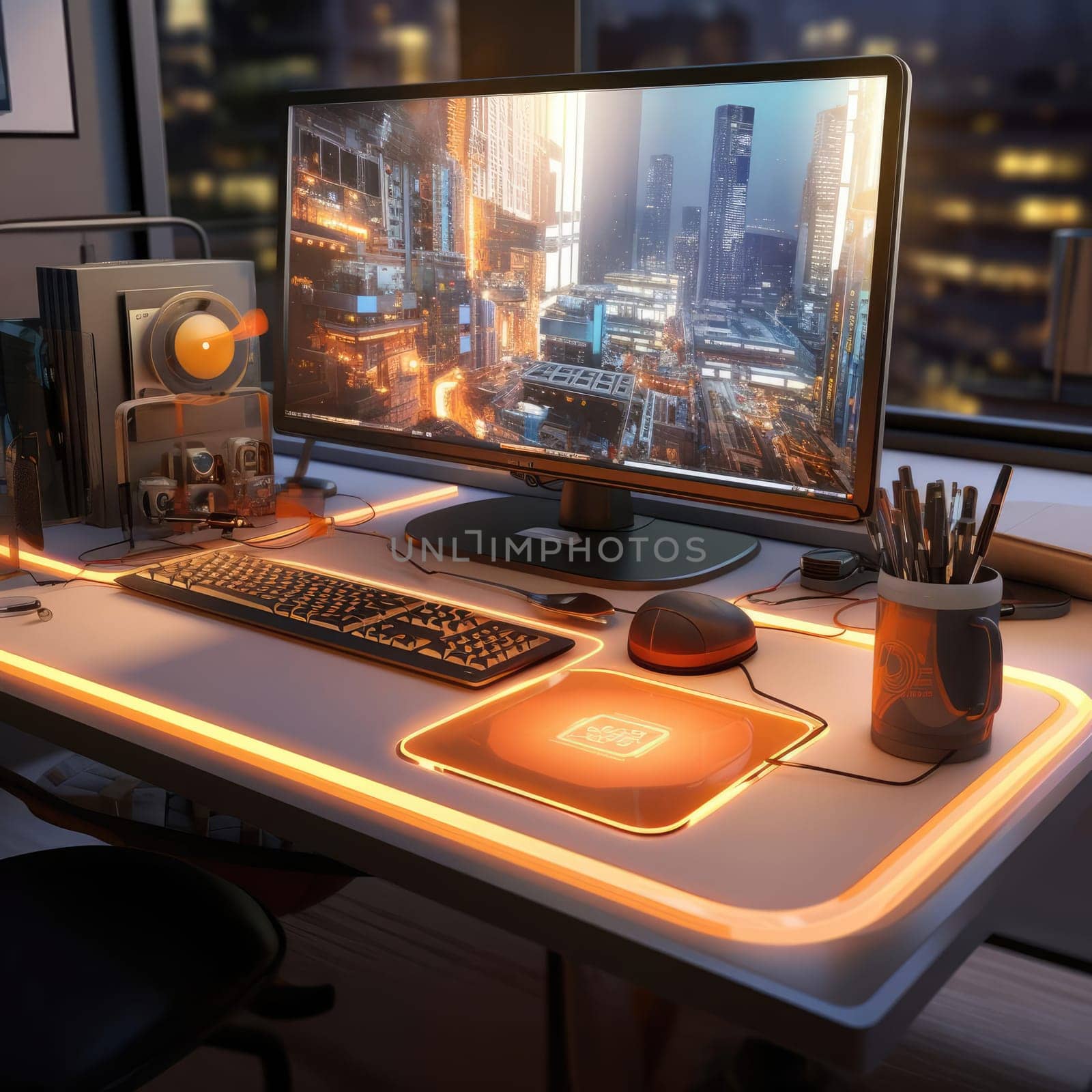 An empty place for the programmer of the future. Computer desk and monitor