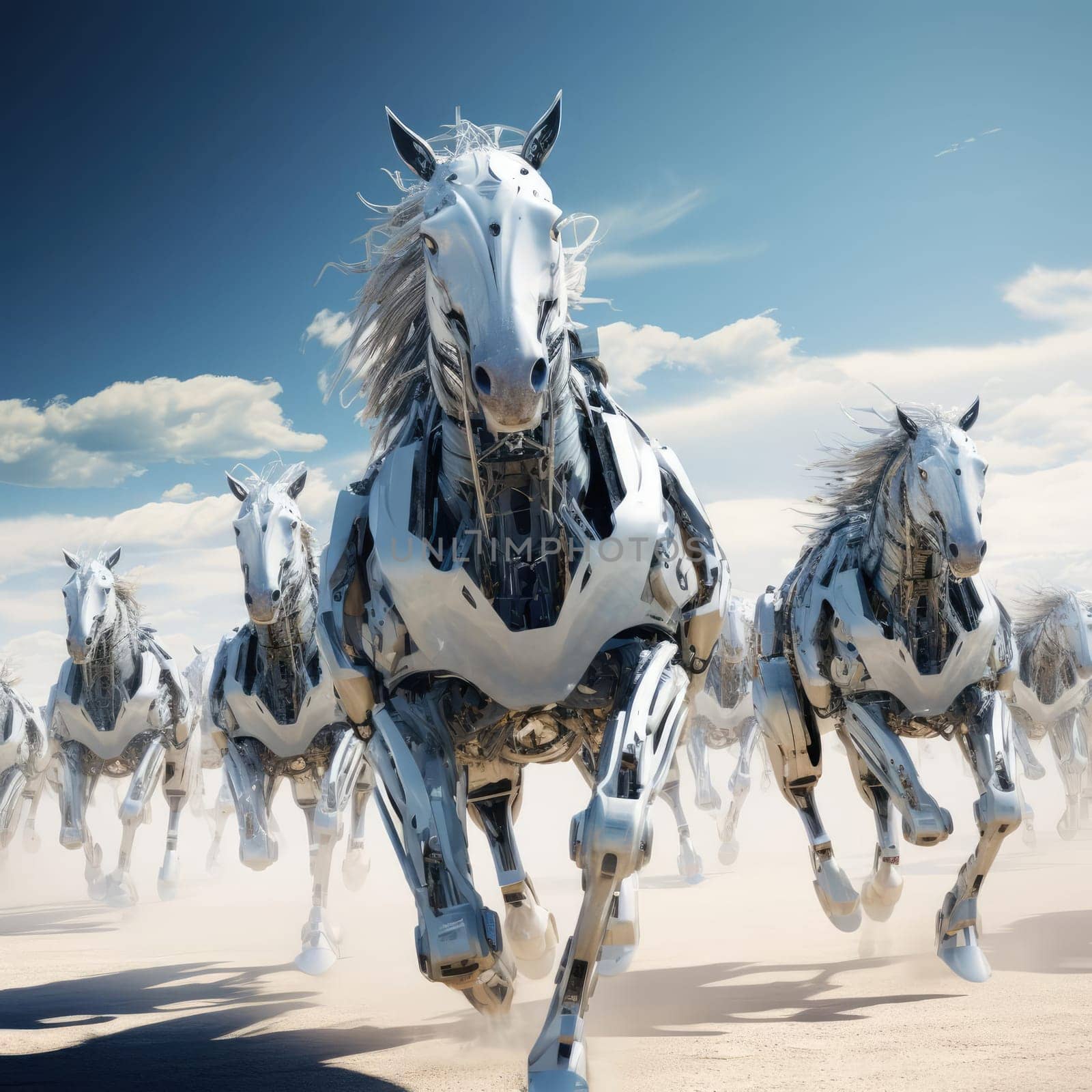 A herd of galloping horses of the future by cherezoff