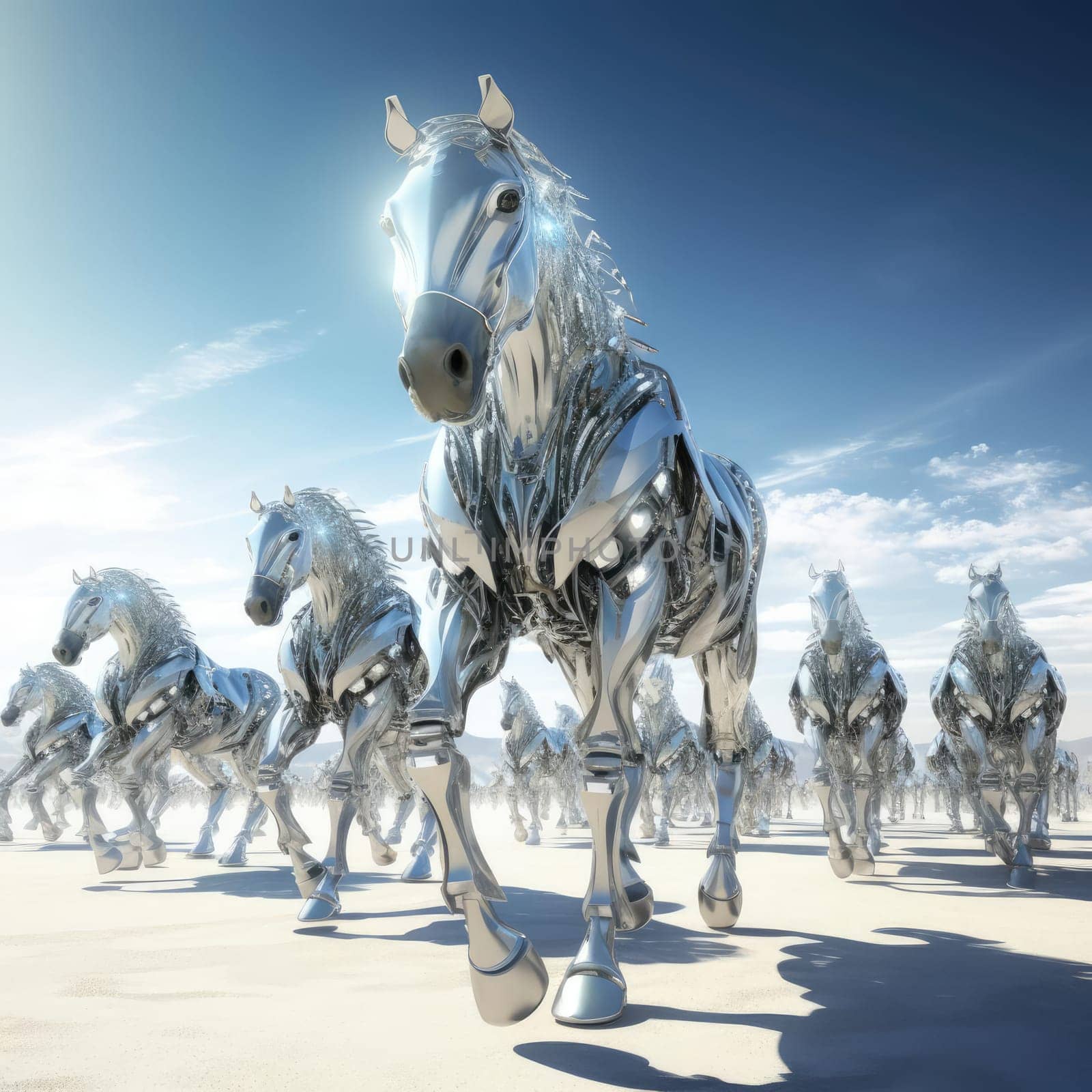 A herd of galloping horses of the future by cherezoff