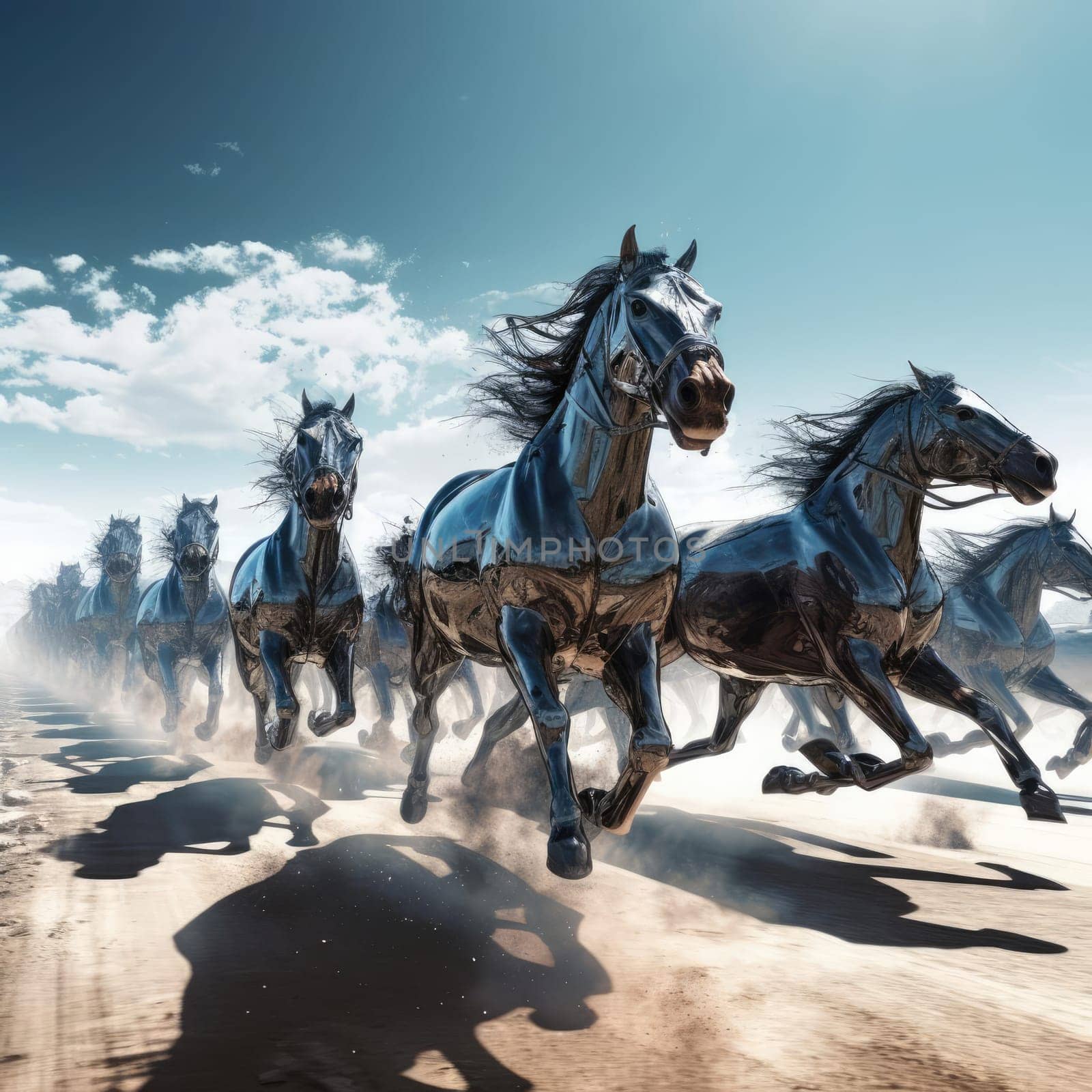 A herd of galloping horses of the future by cherezoff