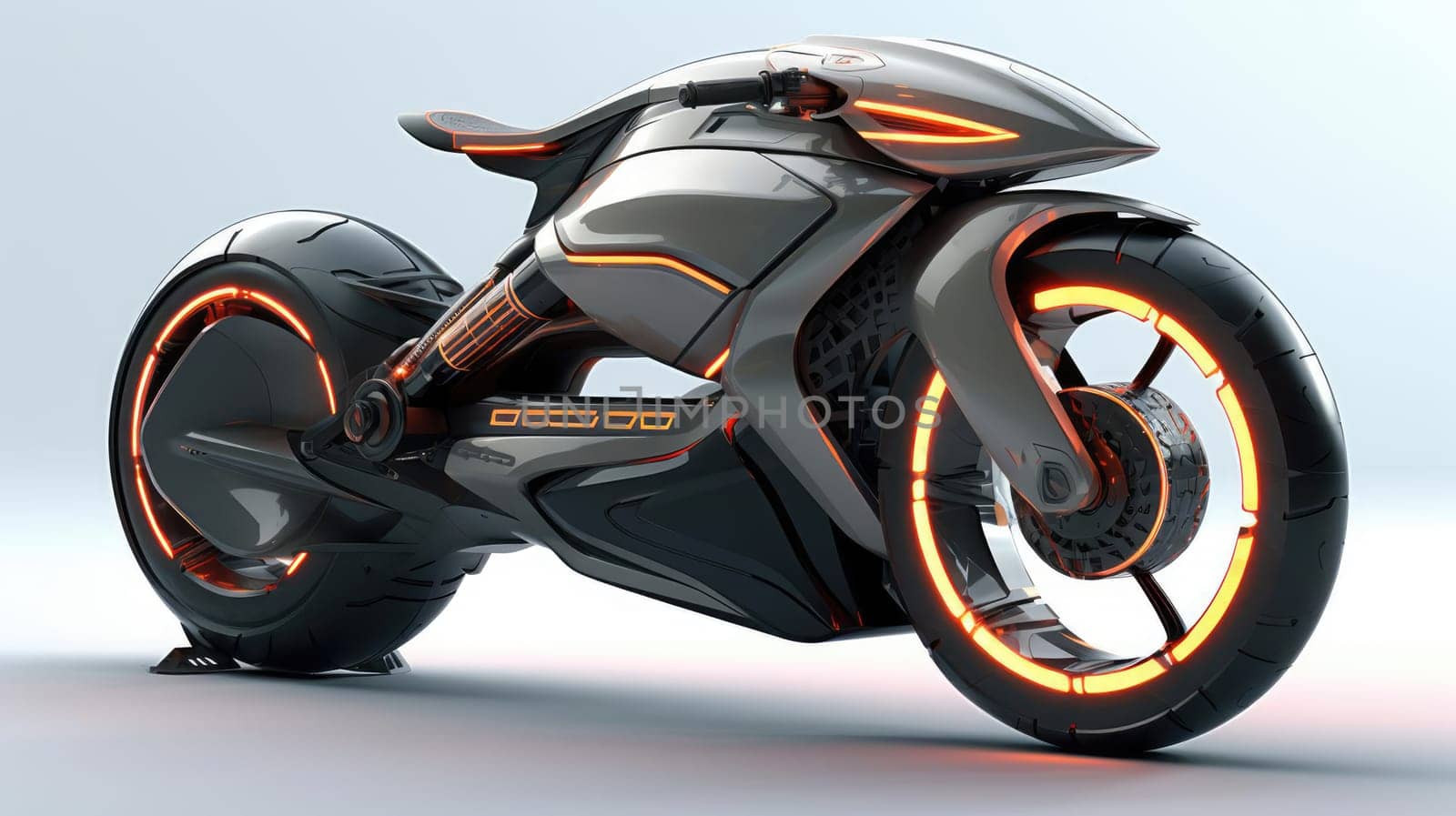 Motorcycle of the future, without a man on a white background