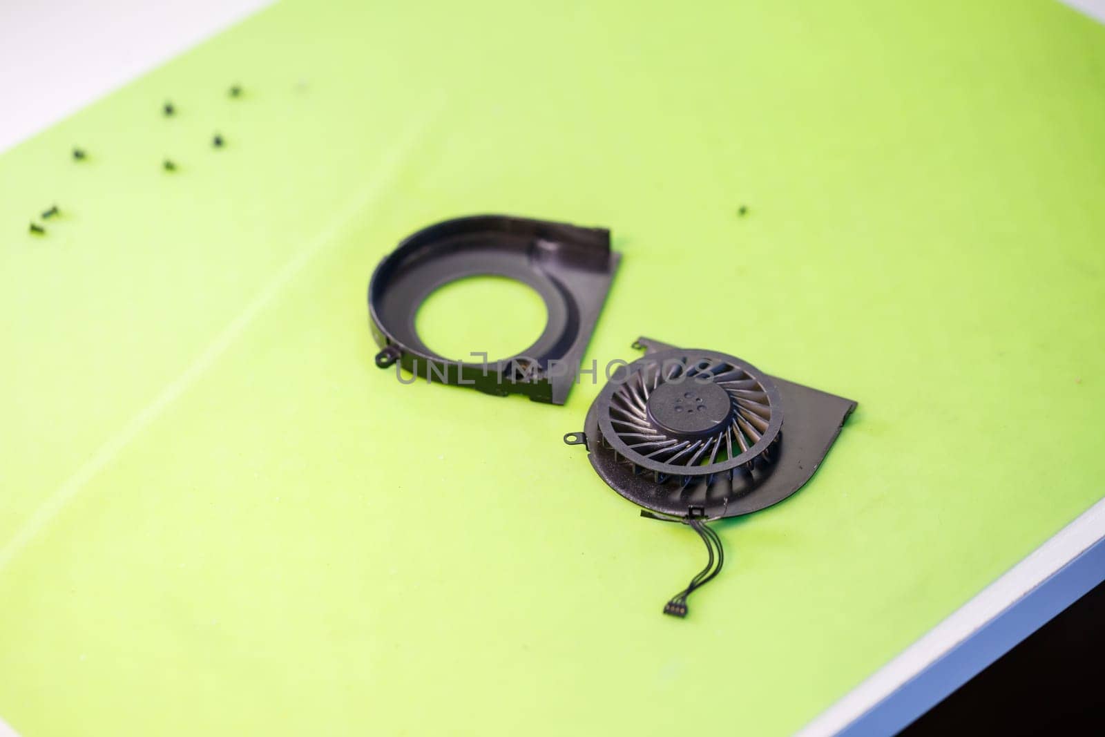 Detail for laptop cooling. Cooling cooler from the computer. Laptop repair part