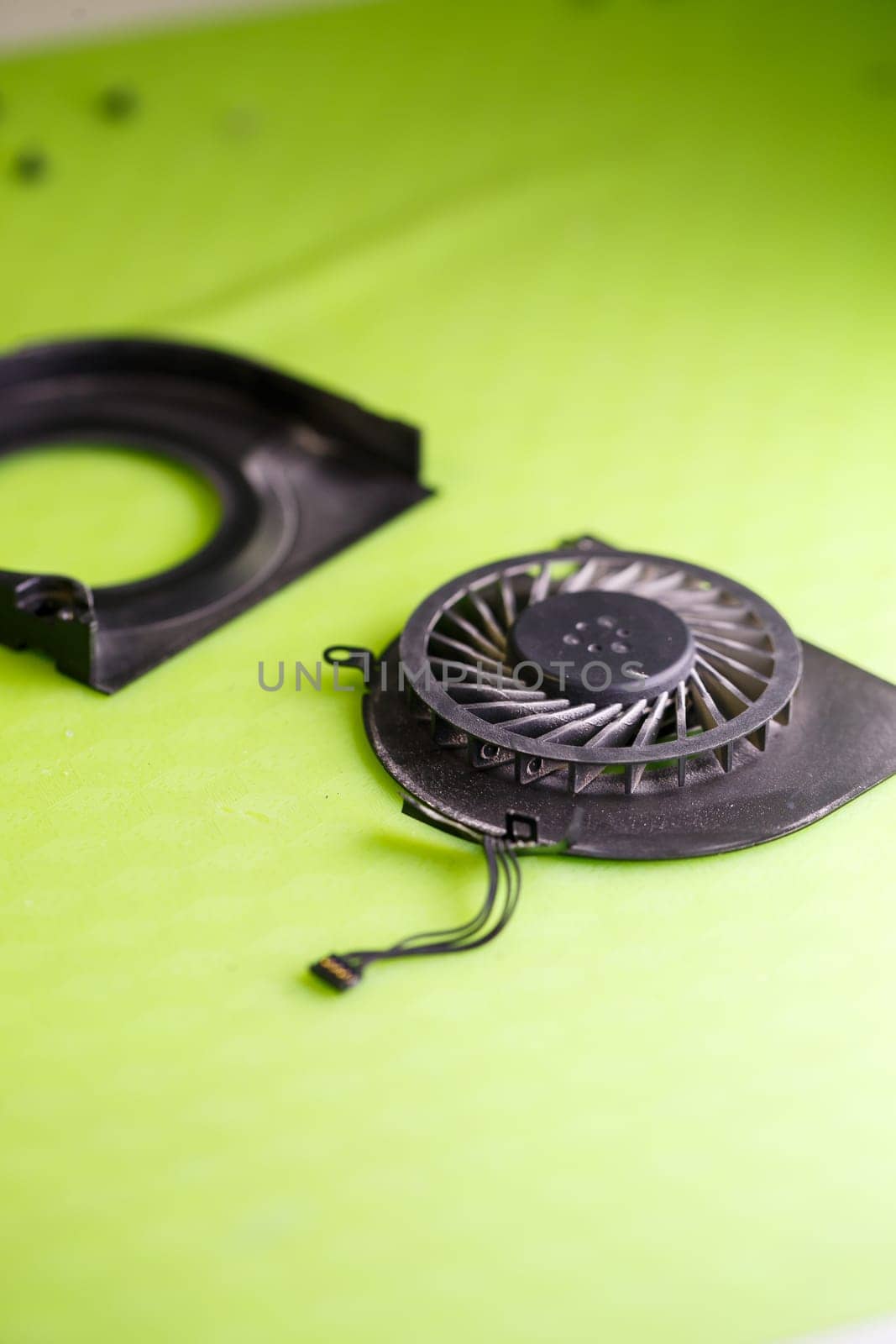 Detail for laptop cooling. Cooling cooler from the computer. Laptop repair part