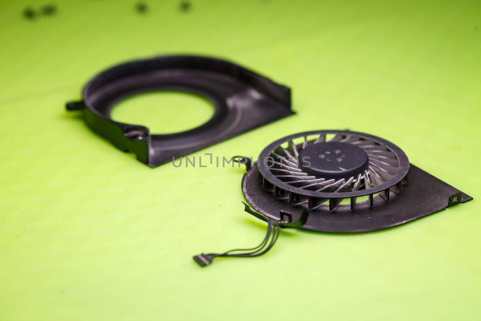 Detail for laptop cooling. Cooling cooler from the computer. Laptop repair part