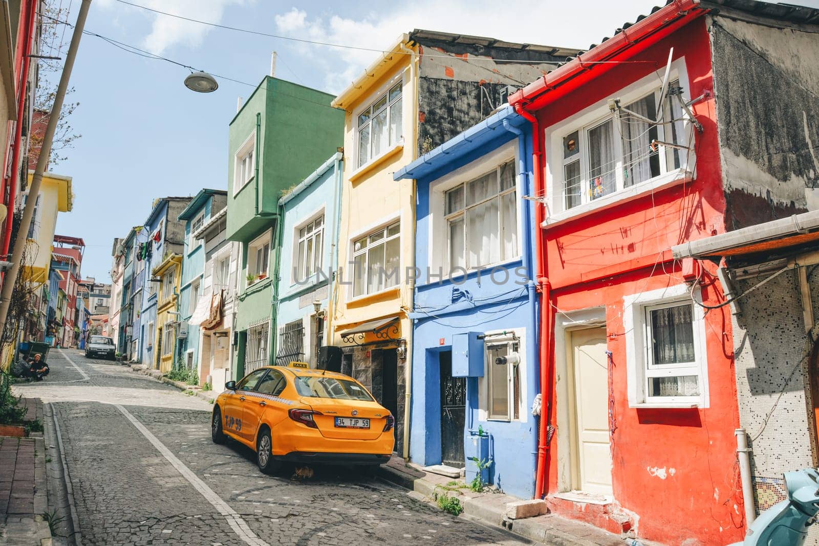 Istanbul, Turkey - May 2, 2023: Turkish traditional houses in Eyup Istanbul Turkey.