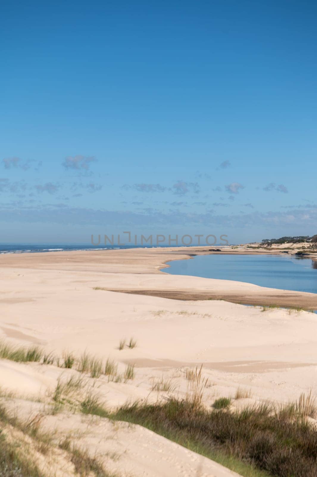 Parque del Plata, Uruguay : 2023 May 3 : Mouth of Arroyo Solis Chico on a sunny day on the Gold Coast in Uruguay.