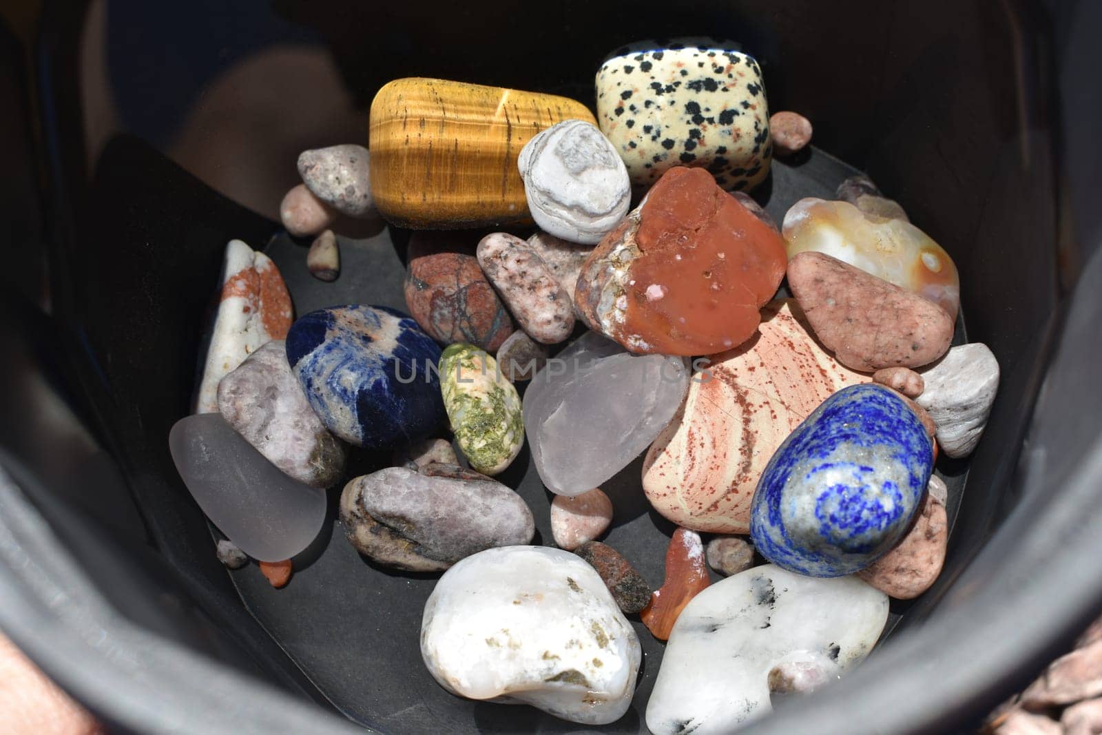 Rock Tumbler Barrel Full of Assorted Polished Stones by grumblytumbleweed