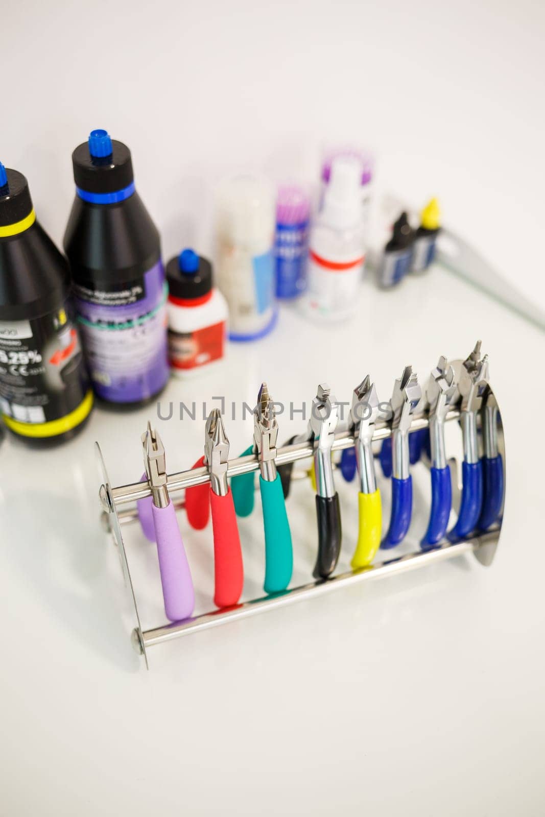 Composition of various dental equipment. Dentists' tools. Dentistry concept. Tooth extraction forceps by Dmitrytph