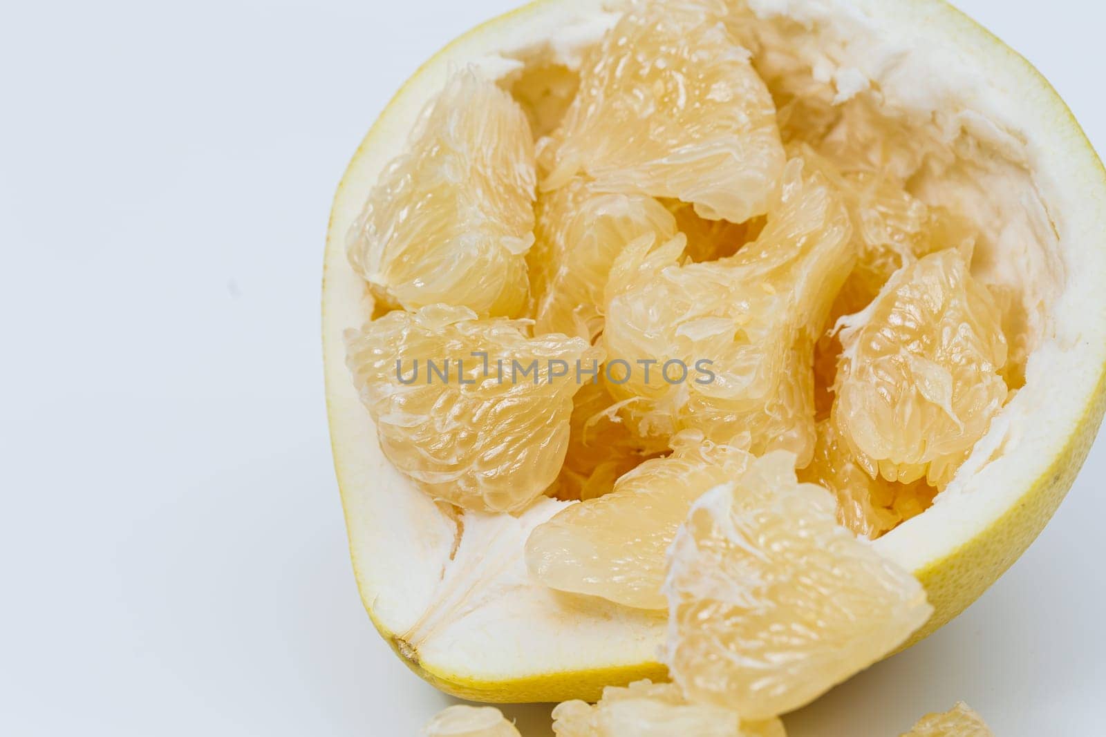 Pomelo fruit isolated on white background, tropical exotic citrus fruit
