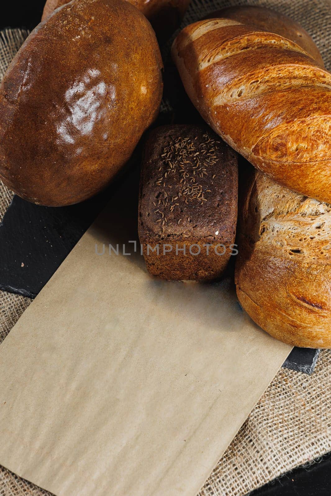 Flour bakery products. Delicious freshly baked homemade bread. Rye pastry.