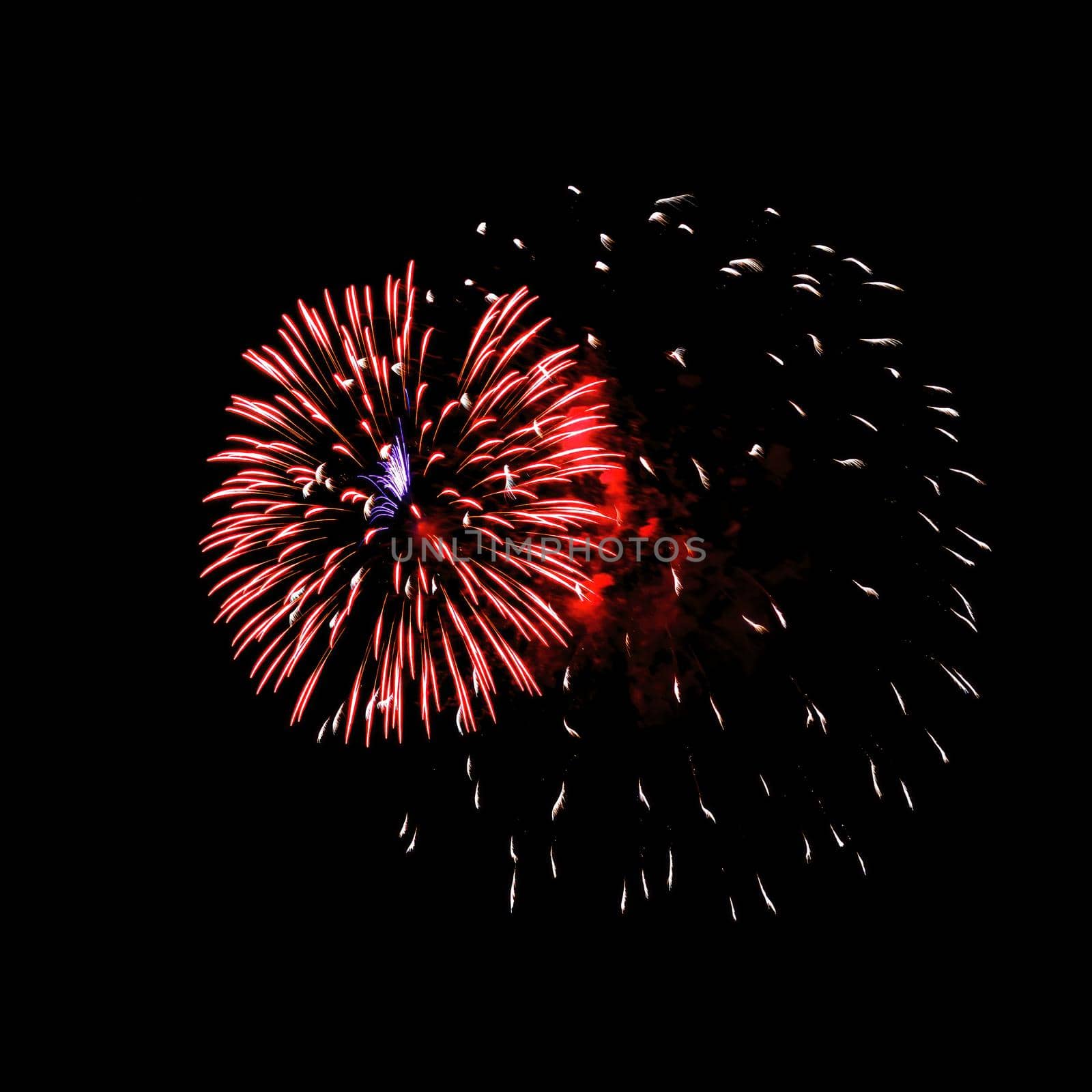 Colorful fireworks isolated on black background. by Eugene_Yemelyanov
