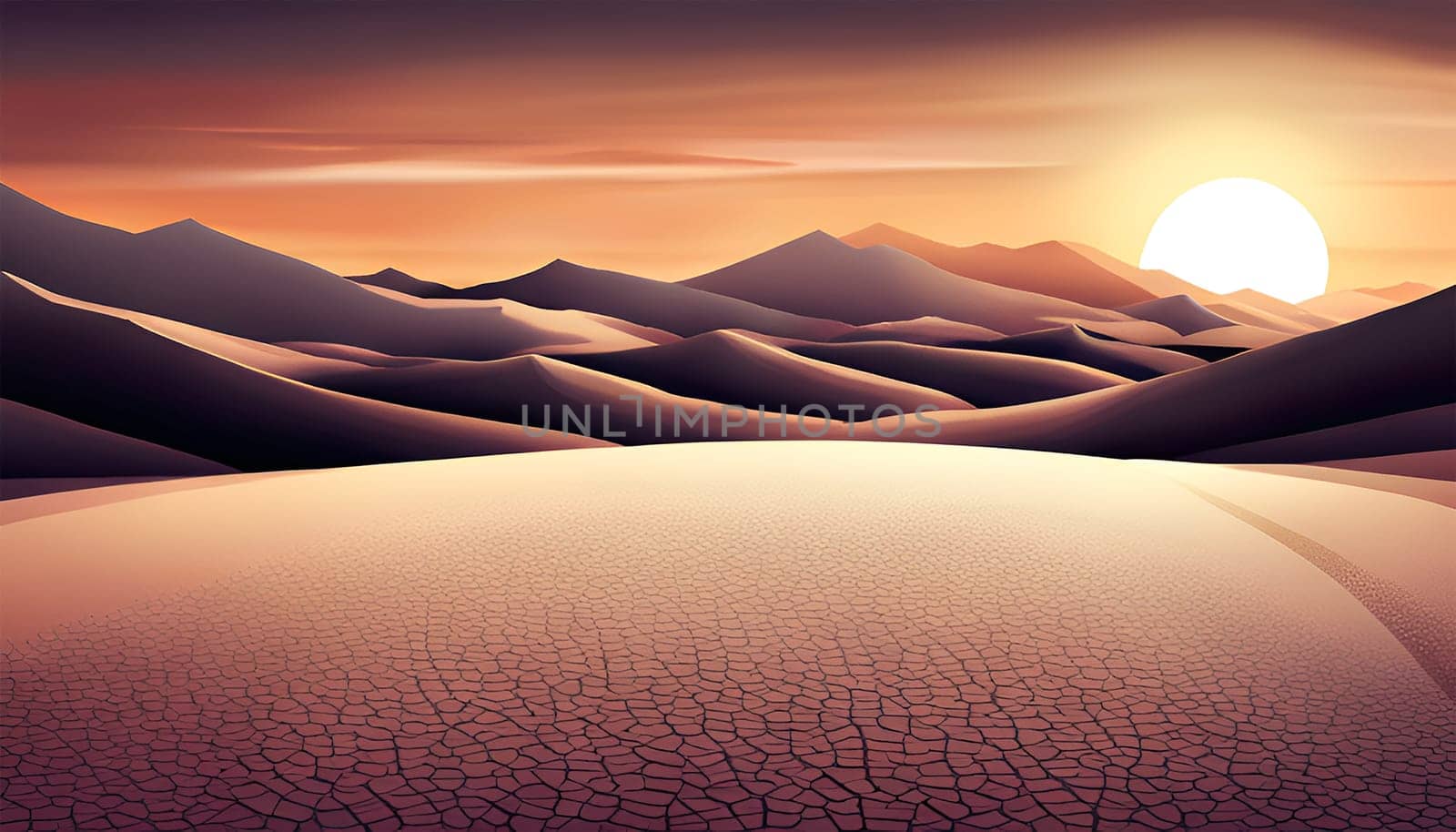 Dryness in the desert by sunset - Generative AI