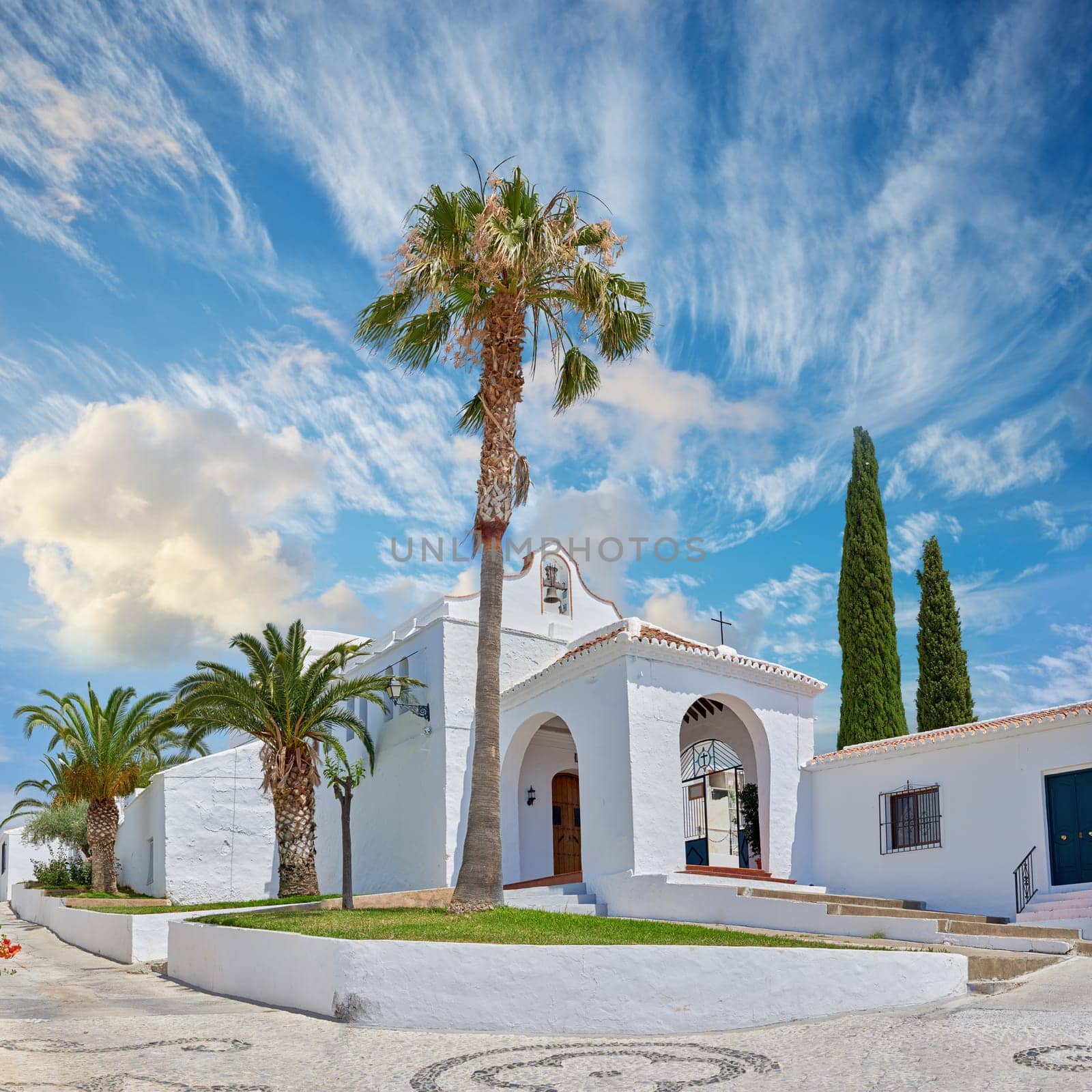 Frigiliana - the beautiful old city of Andalusia. Modern Church in the old city of Frigiliana, Andalusia, Spain. by YuriArcurs