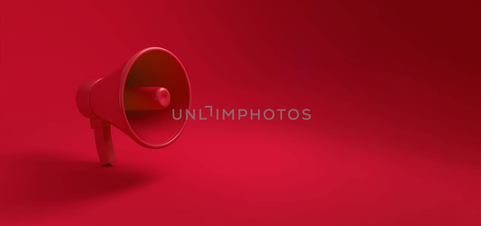 Megaphone on red background, Love and passion concept. 3D illustration.