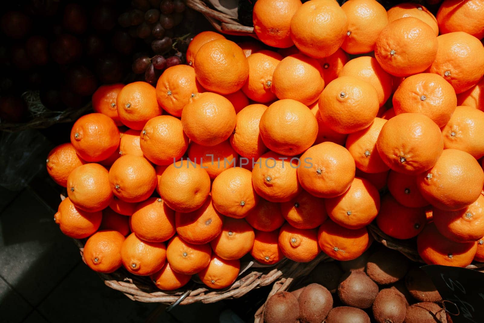 Zesty tangerine sold at an open green market on the street