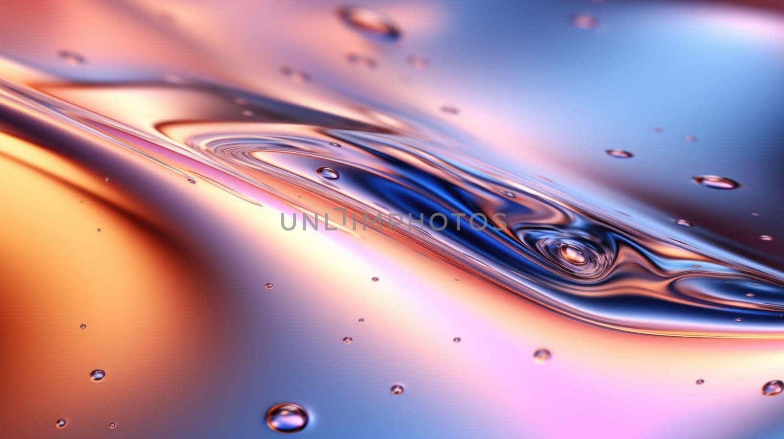 The close up of a glossy liquid surface with a soft focus. Exuberant 3D illustration. by biancoblue