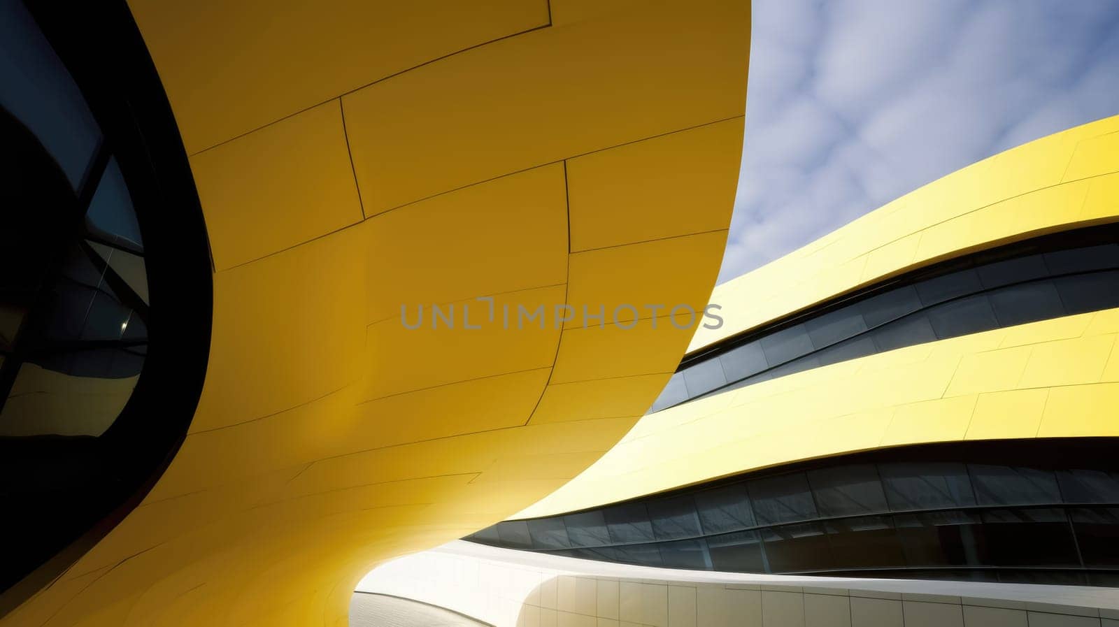 cultural center, close up view, yellow and black, creative, architecture background, abstract. generative ai AIG32 by biancoblue