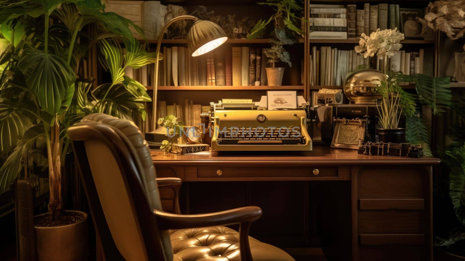 Inspiring office interior design Vintage style Generative AI AIG 31. by biancoblue