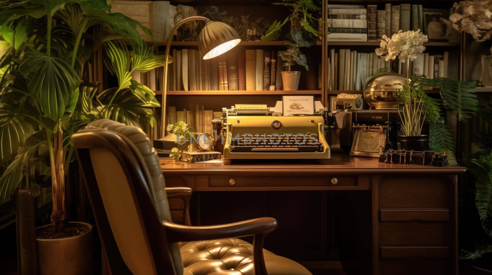 Inspiring office interior design Vintage style Office featuring Retro charm architecture. Generative AI AIG 31.