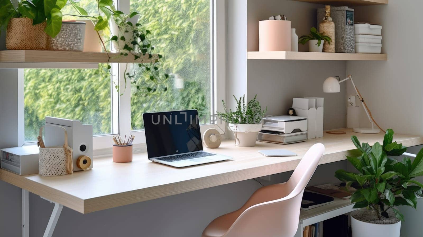 Inspiring office interior design Scandinavian style Generative AI AIG 31. by biancoblue