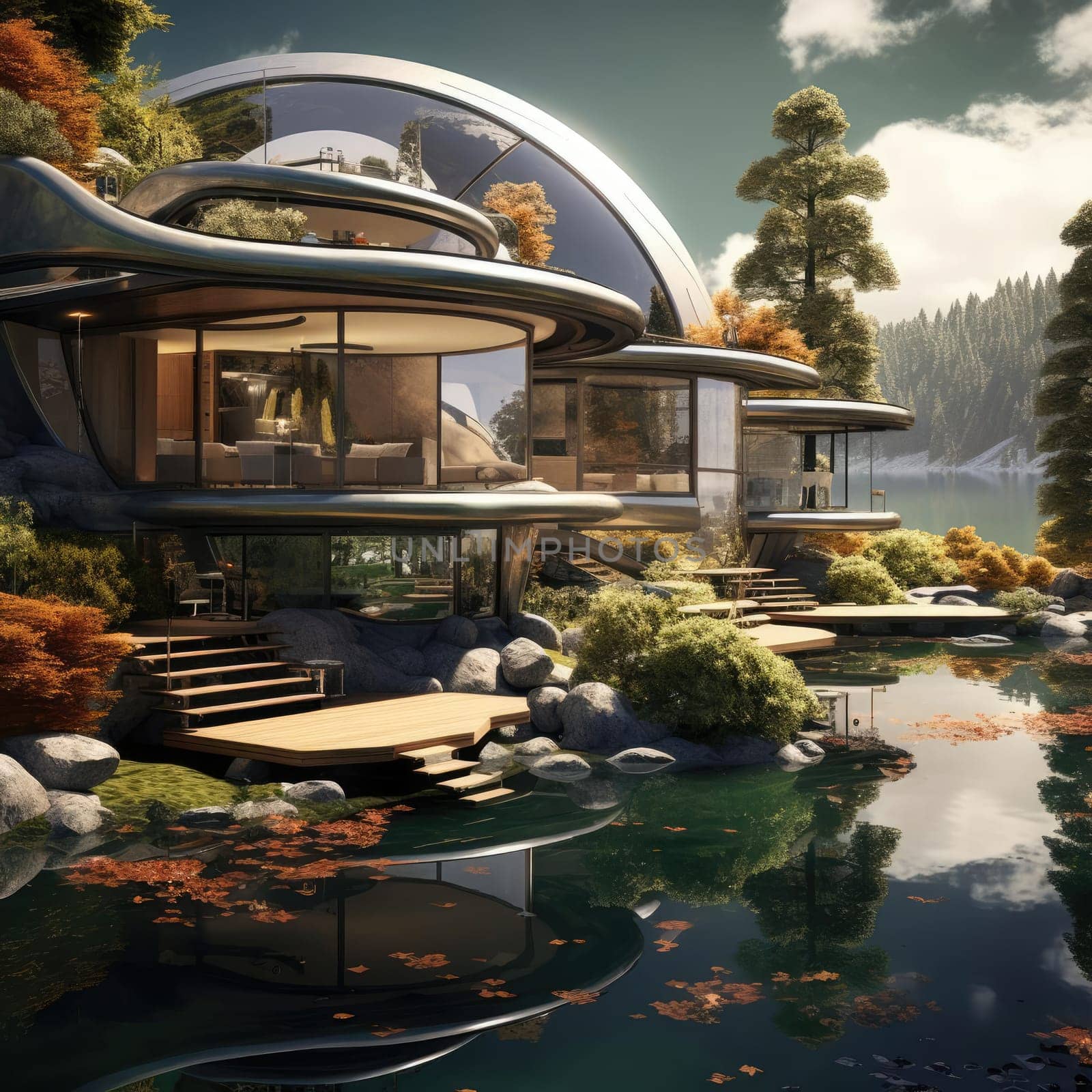 The cottage of the future, soft lines and high technology