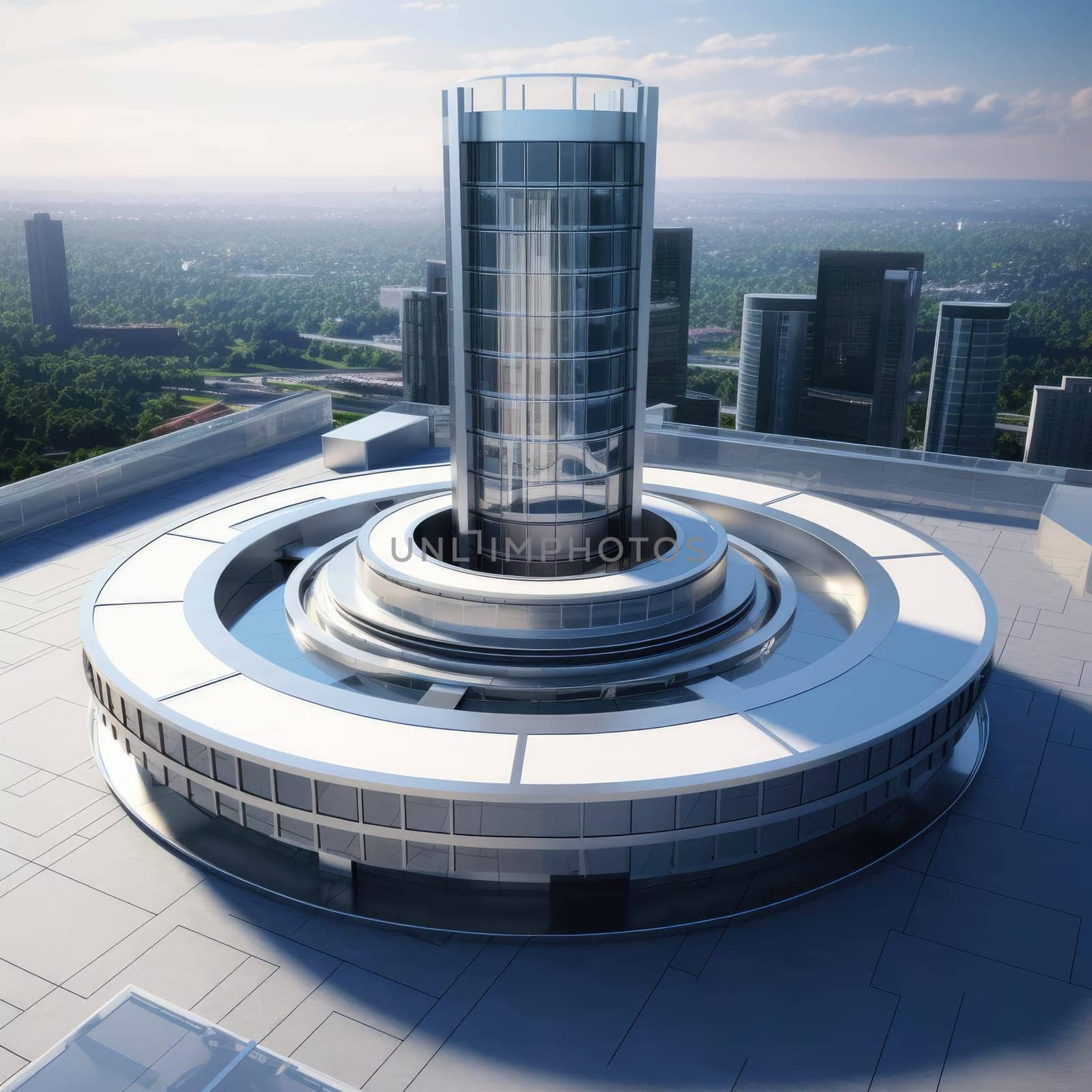 Skyscraper top view, new technologies by cherezoff