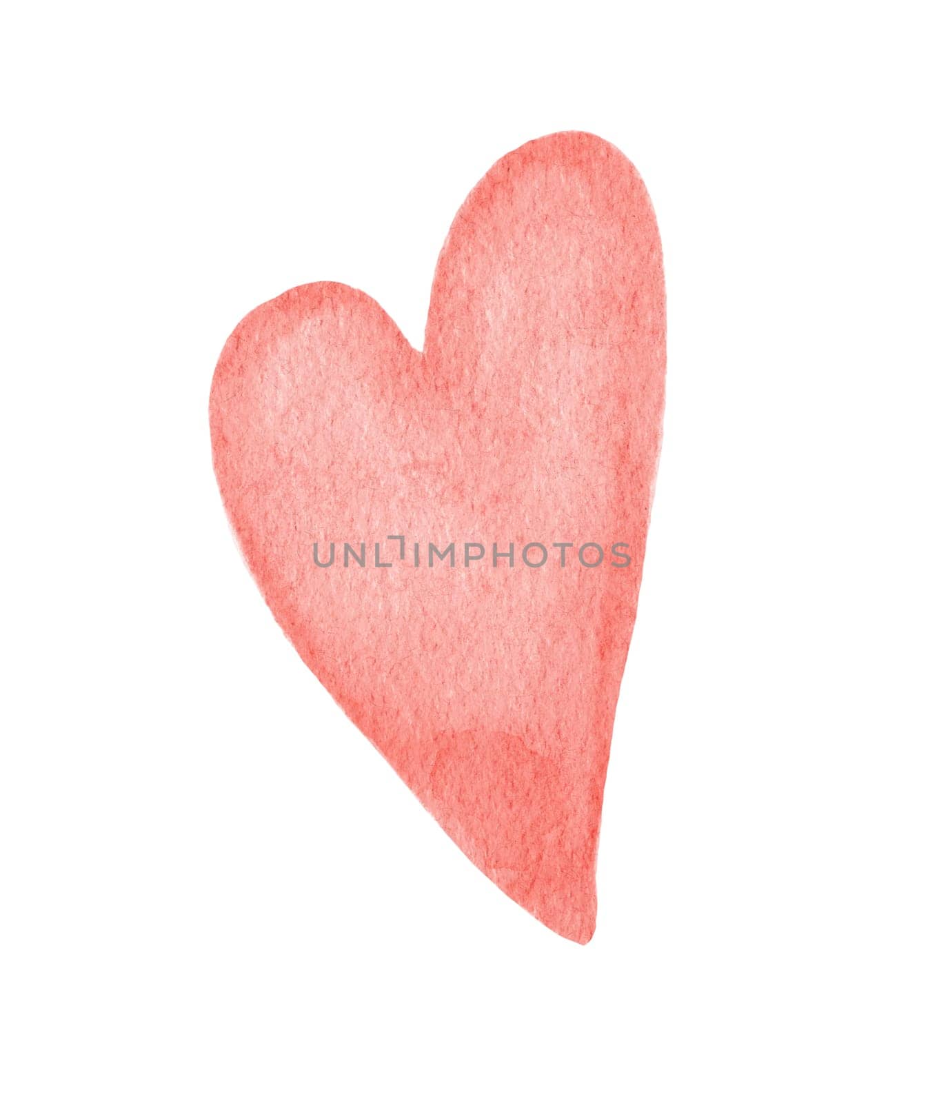 Watercolor Heart. Cute doodle clipart isolated on white