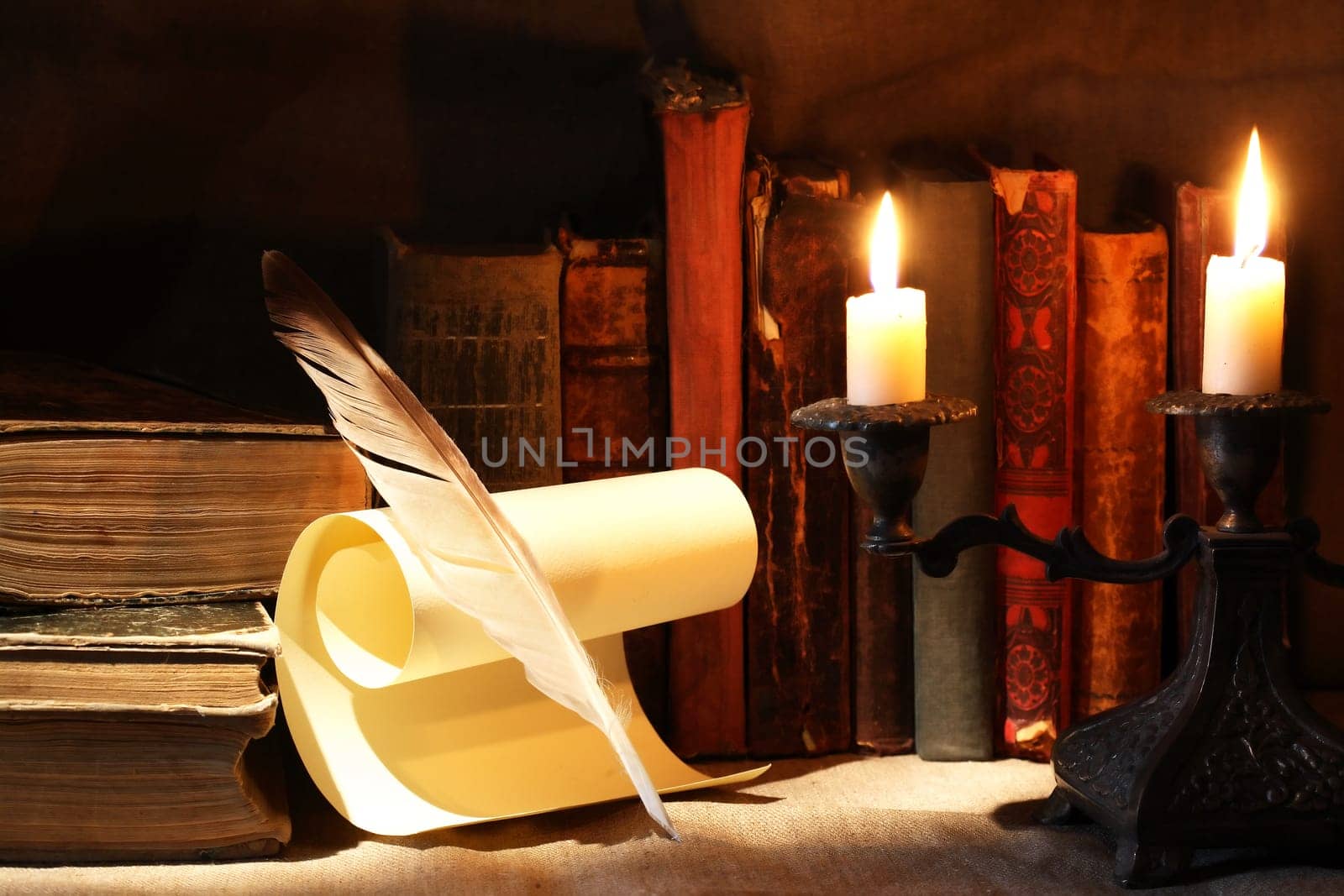 Old Books And Candles by kvkirillov