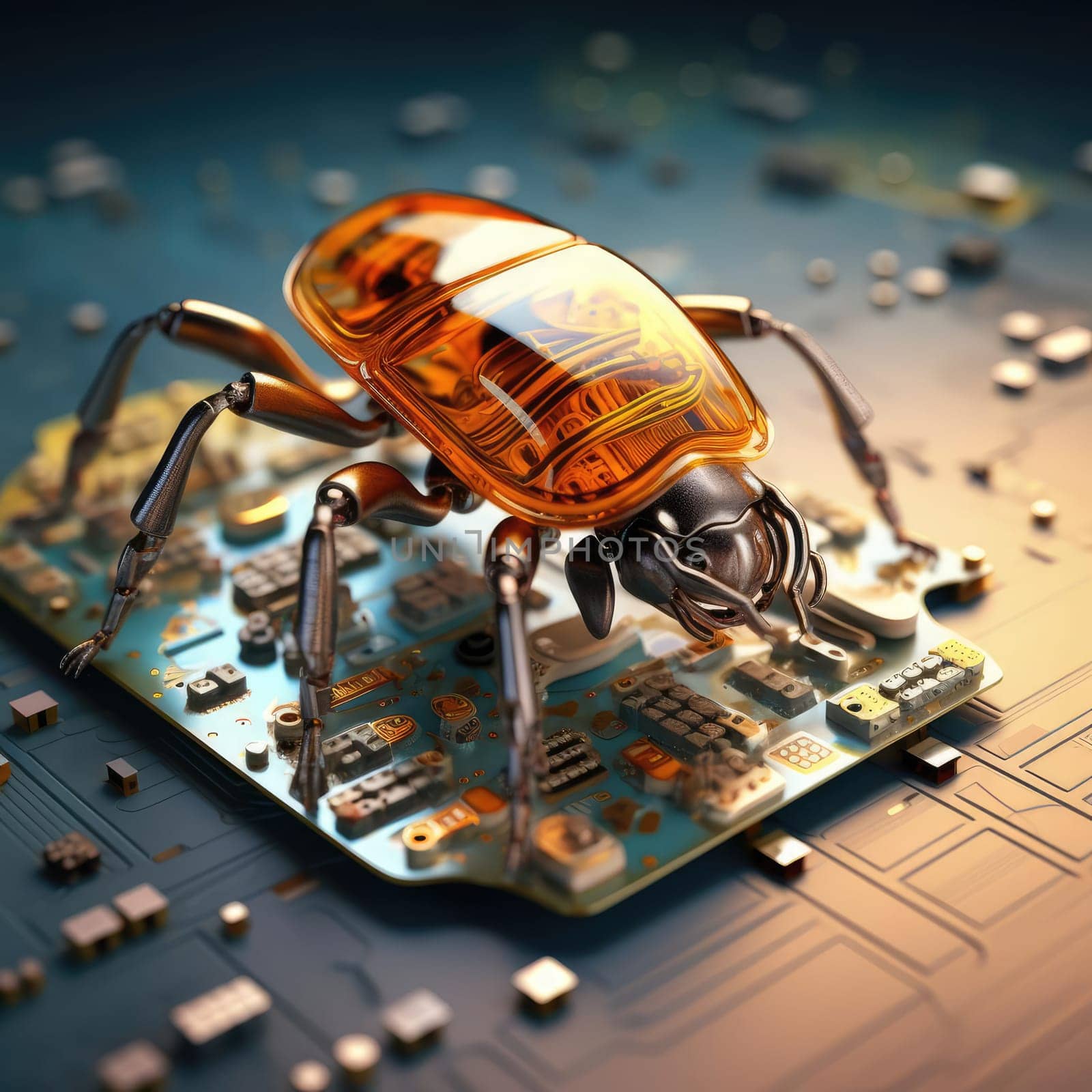 Electronic beetle on electronics by cherezoff