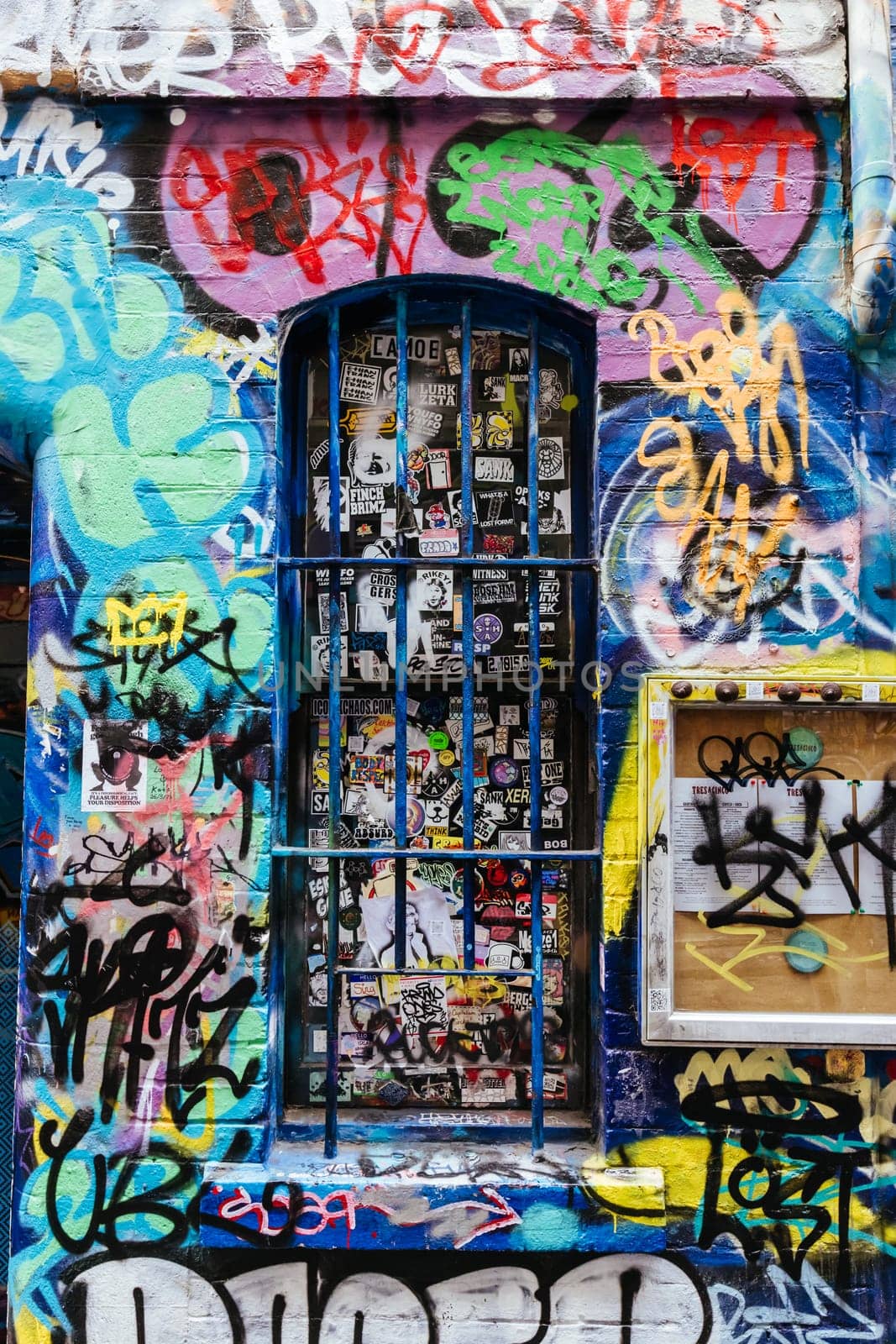 MELBOURNE, AUSTRALIA - June 25 2023: Melbourne's famous Hosier Lane featuring graffiti artwork and grunge urban feel