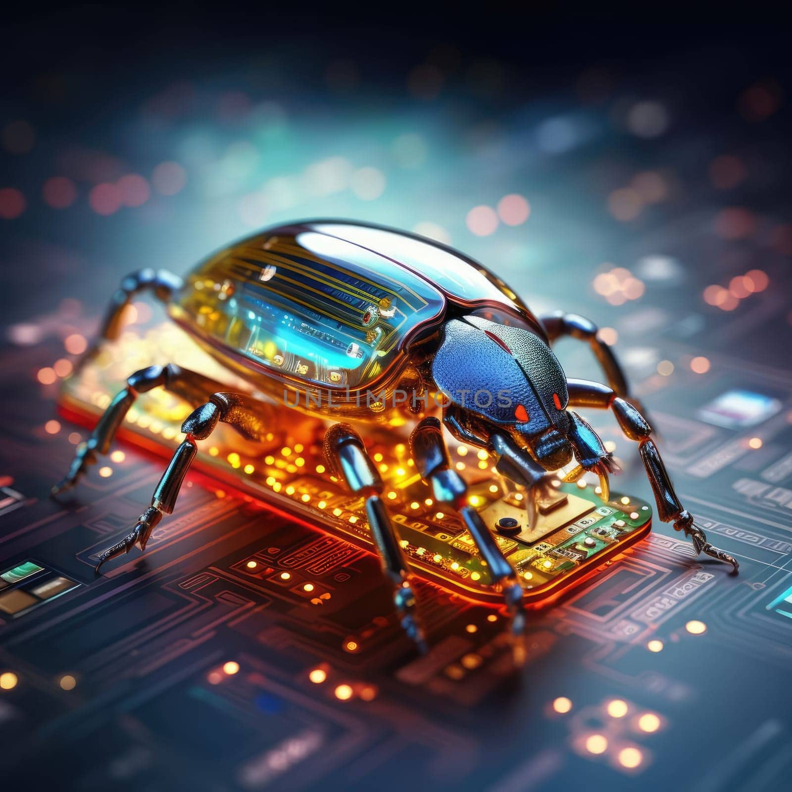 Electronic beetle on electronics by cherezoff