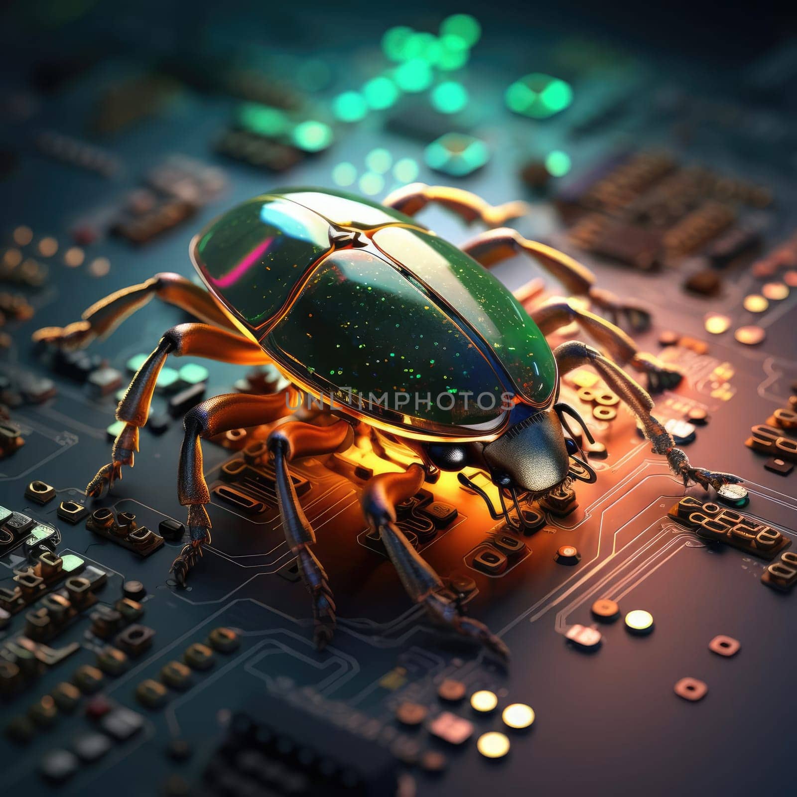 Electronic beetle on electronics by cherezoff