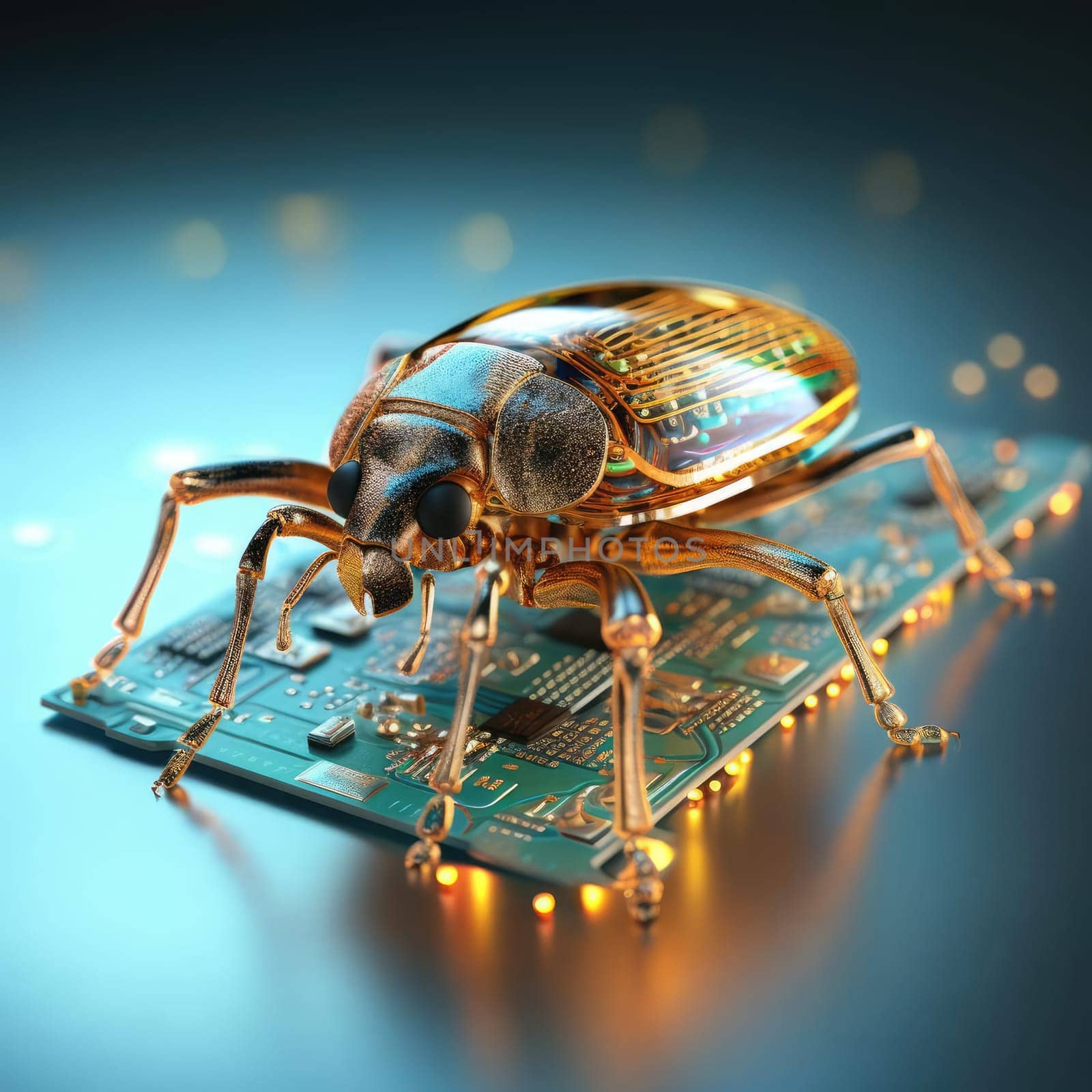 Electronic beetle on electronics by cherezoff