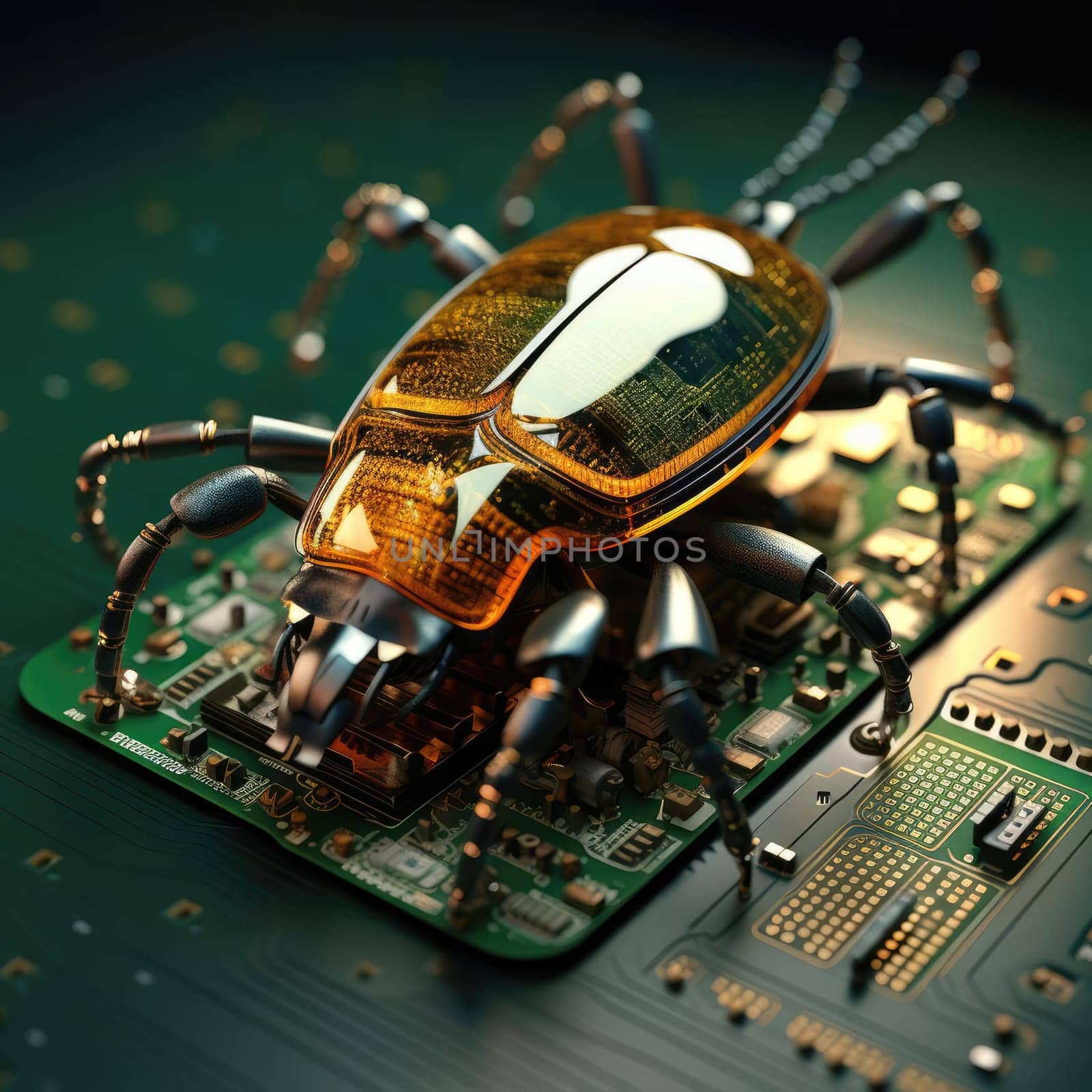 Electronic beetle on electronics by cherezoff