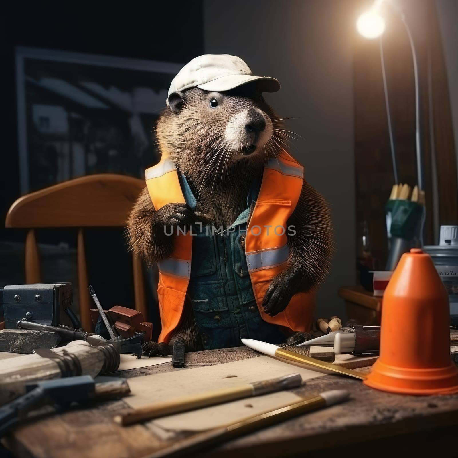 Beaver works as a craftsman in a furniture making workshop. Poster for furniture manufacturers